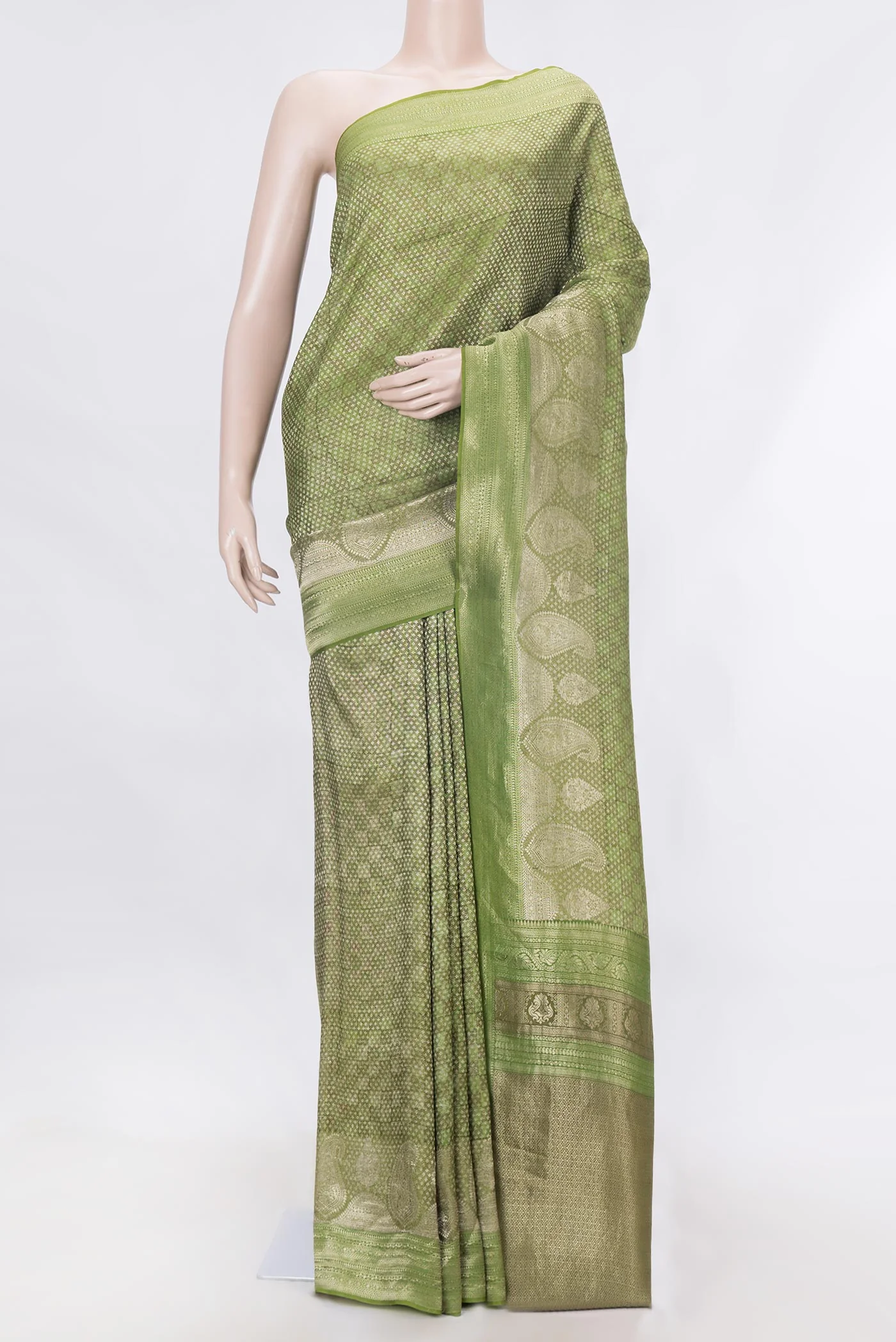 Green Mysore Crepe Saree