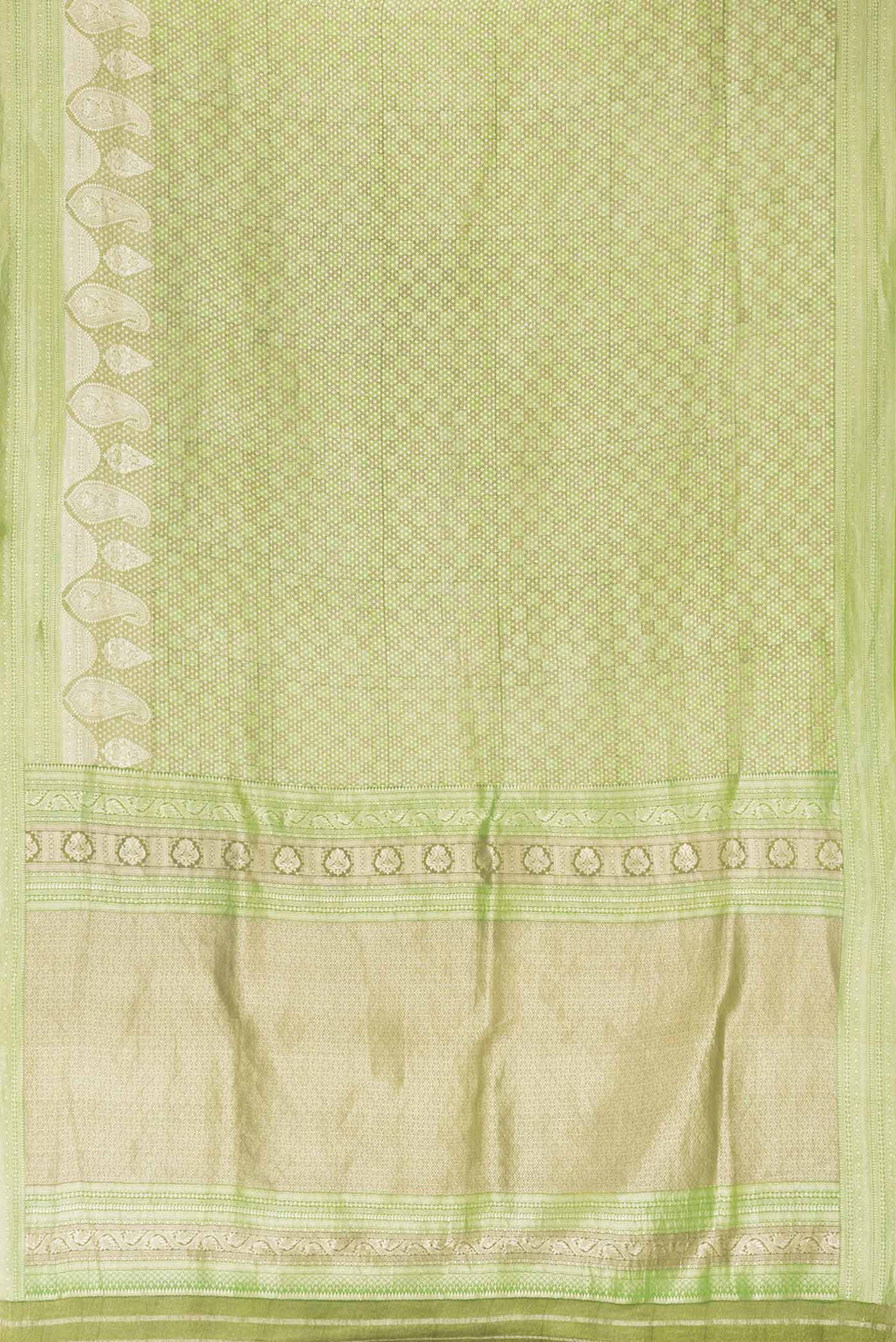 Green Mysore Crepe Saree - Image 6