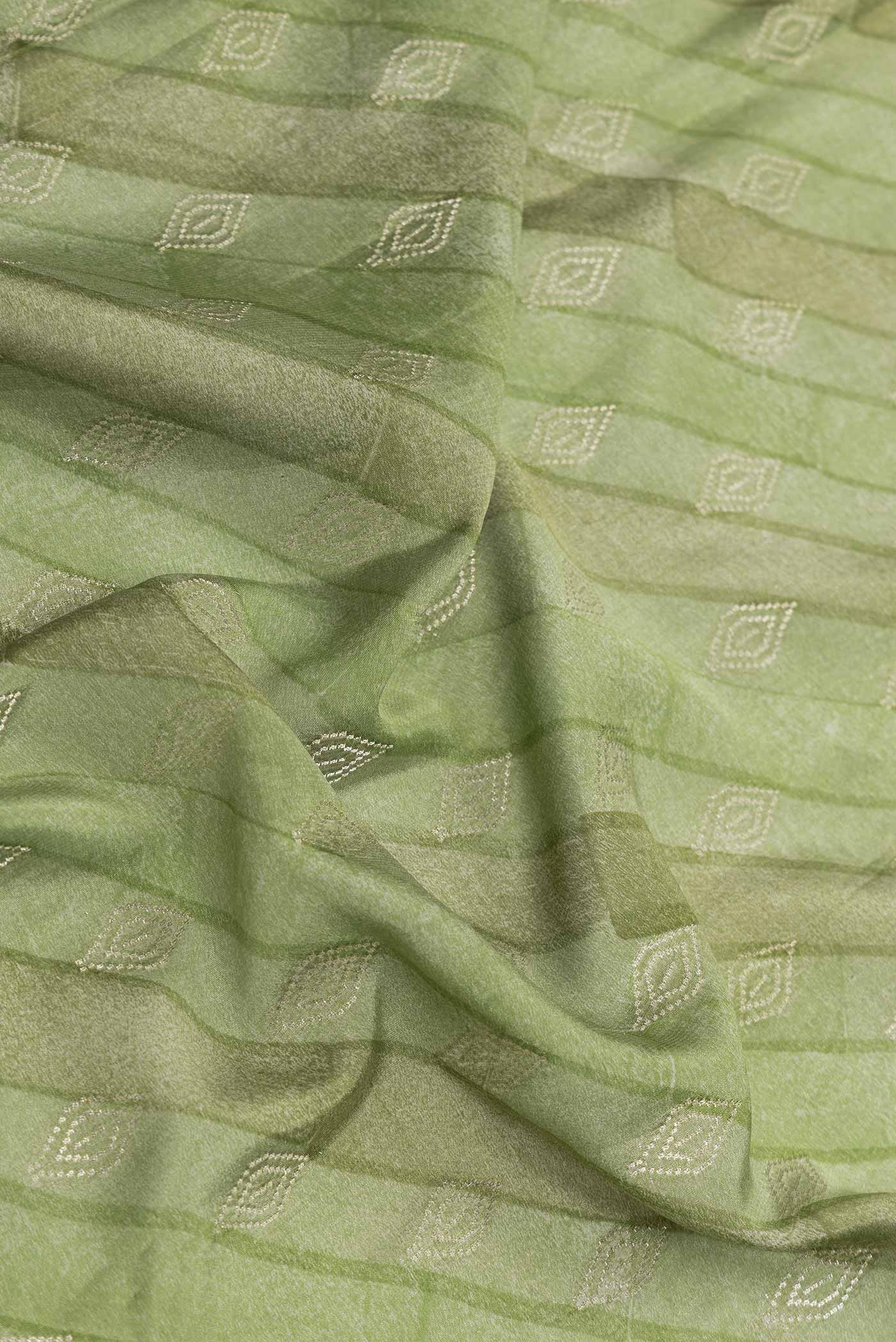 Green Dual Tone Mysore Georgette Saree - Image 2