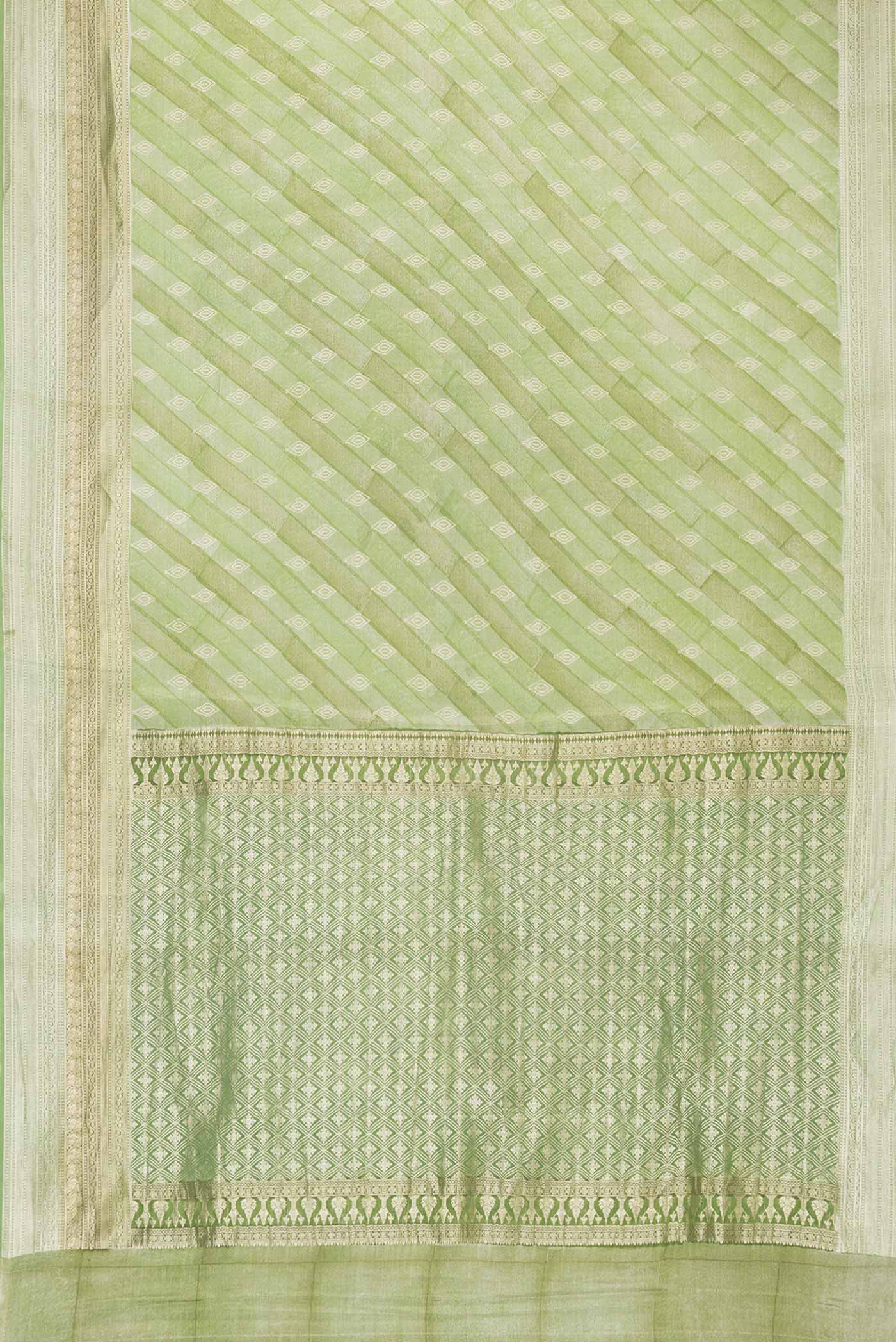 Green Dual Tone Mysore Georgette Saree - Image 6