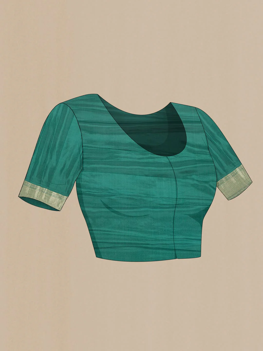 Green Mysore Crepe Saree - Image 4