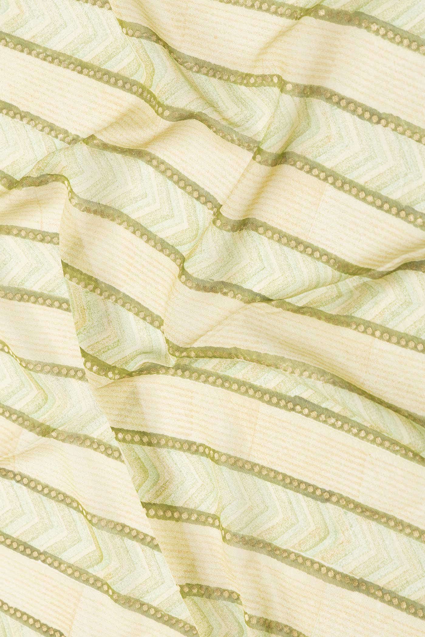 Green Dual Tone Mysore Georgette Saree - Image 3