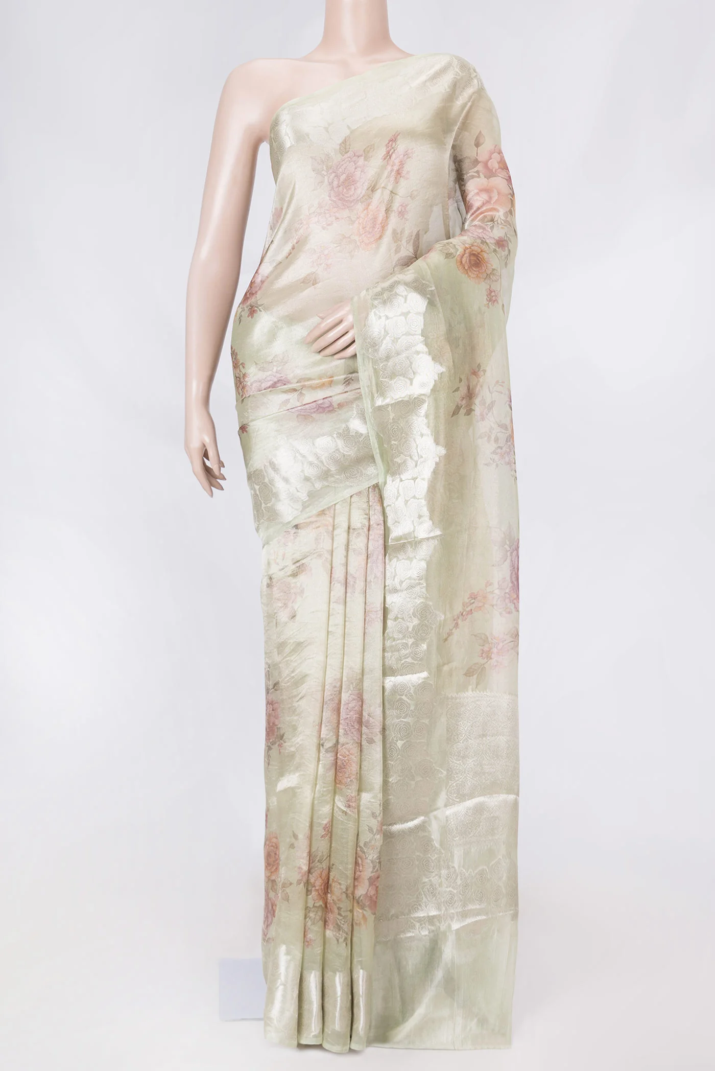 Beige Dual Tone Organza Silk Saree