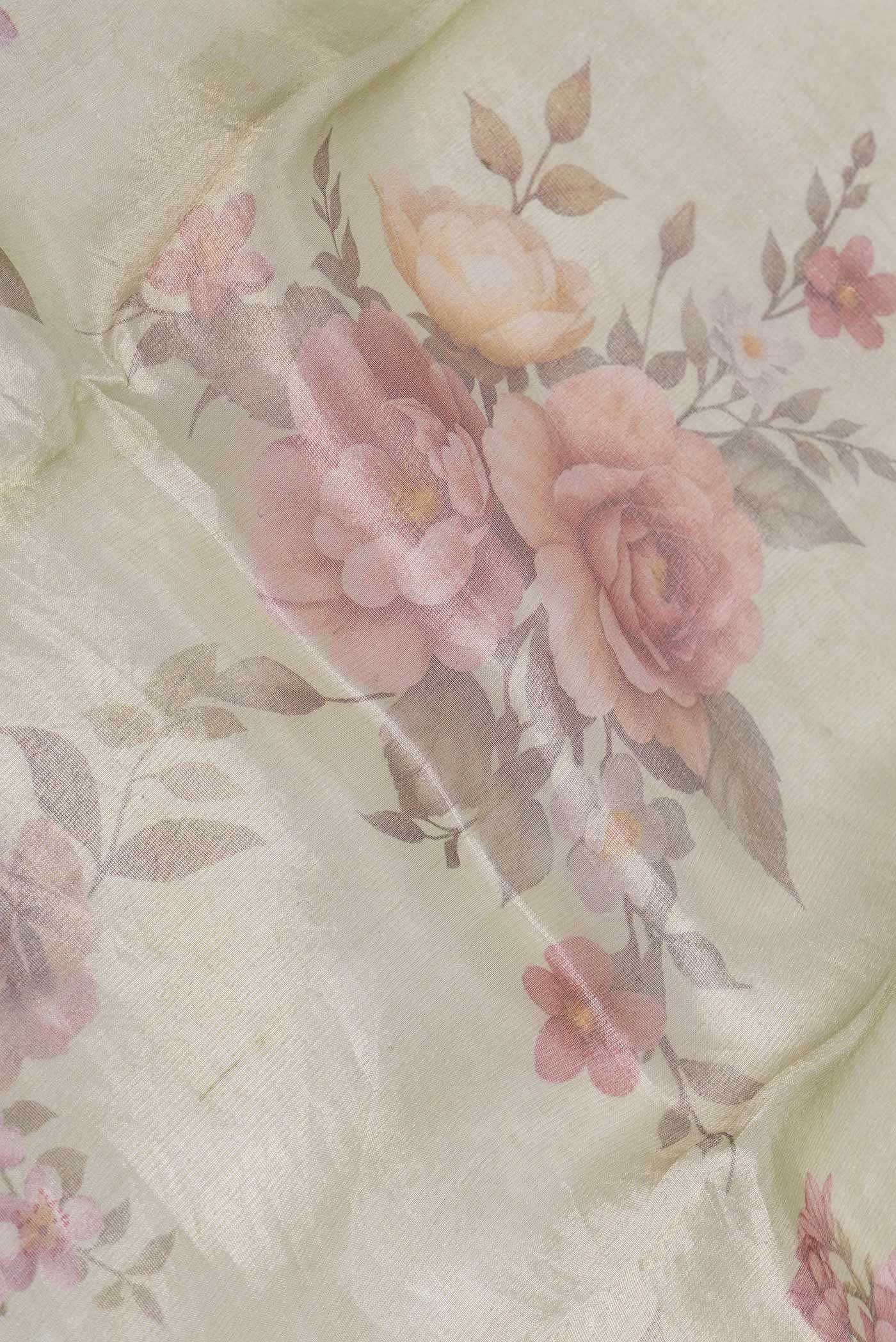 Beige Dual Tone Organza Silk Saree - Image 2
