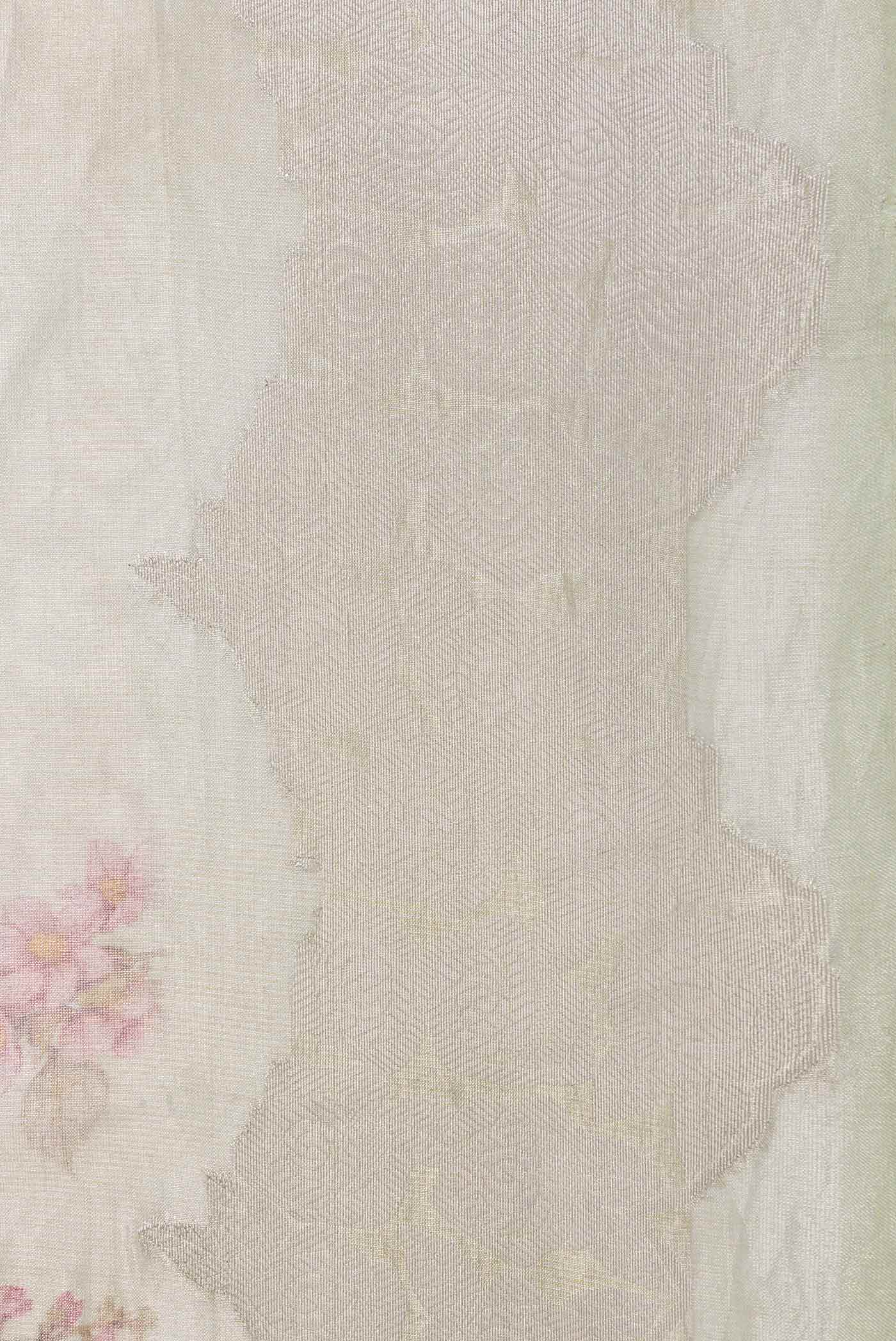 Beige Dual Tone Organza Silk Saree - Image 3