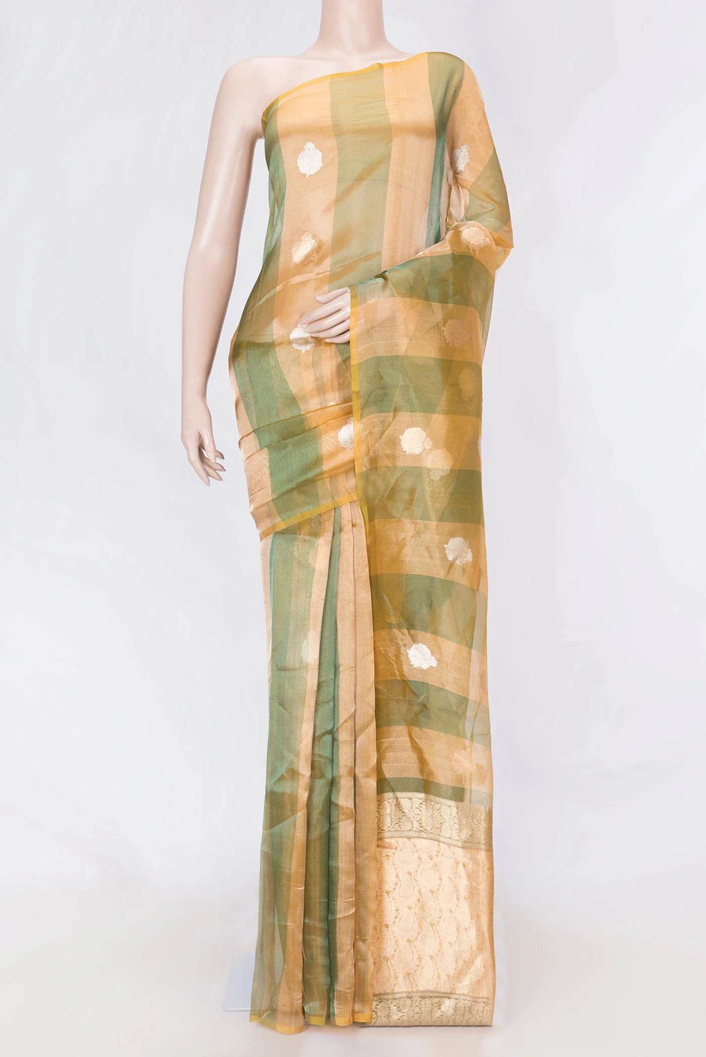 Green Dual Tone Organza Silk Saree