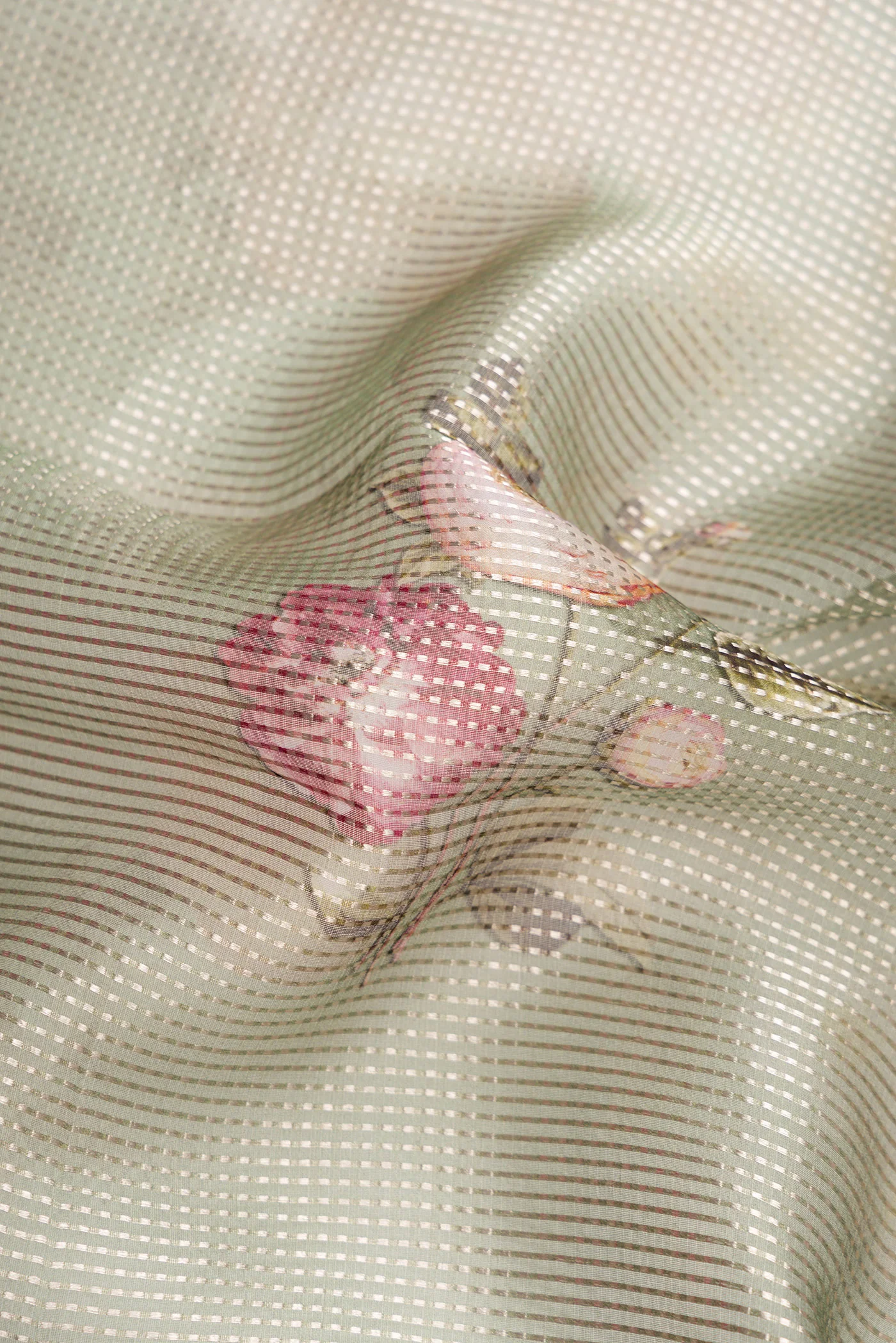 Green Organza Silk Saree - Image 2