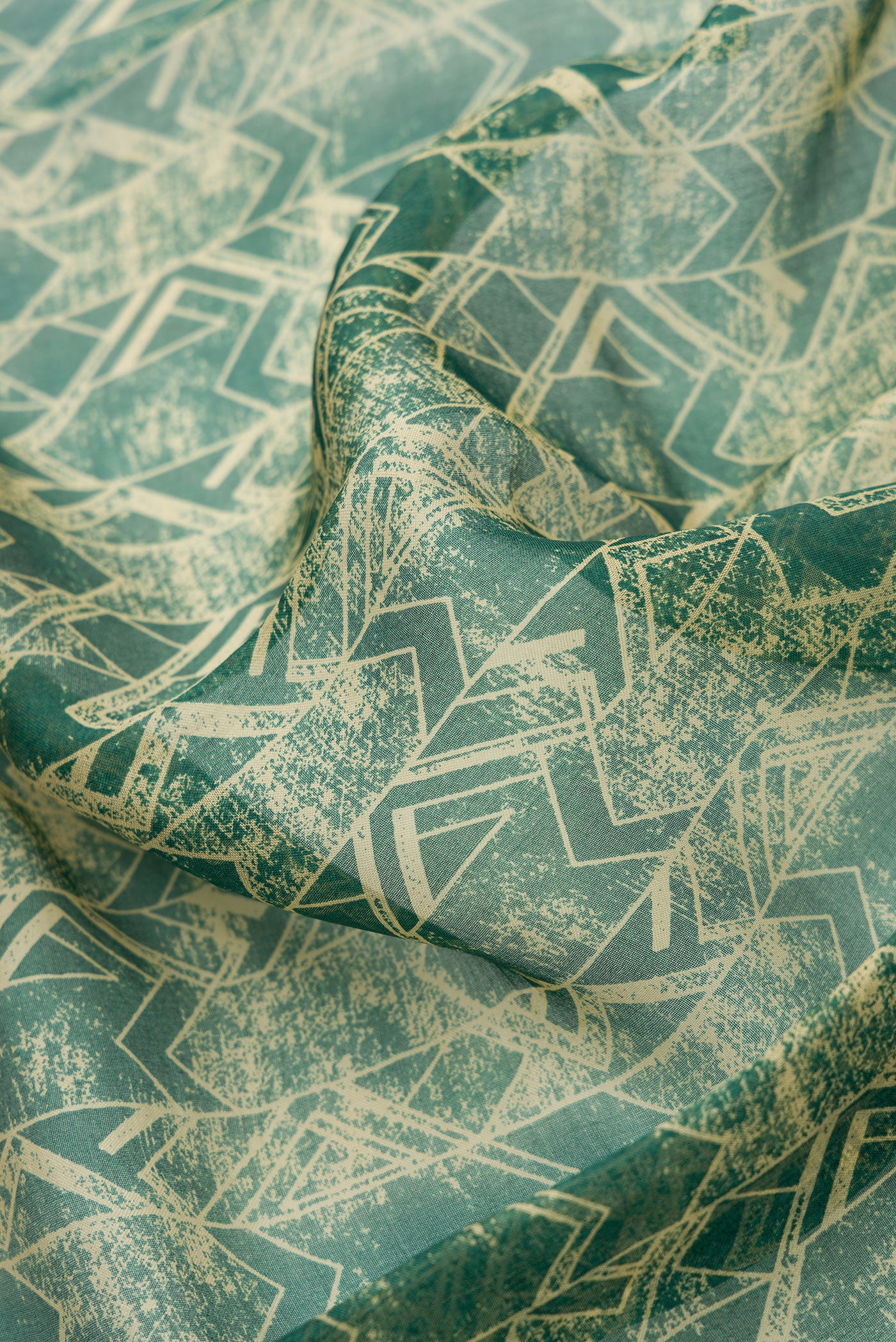 Green Organza Silk Saree - Image 2