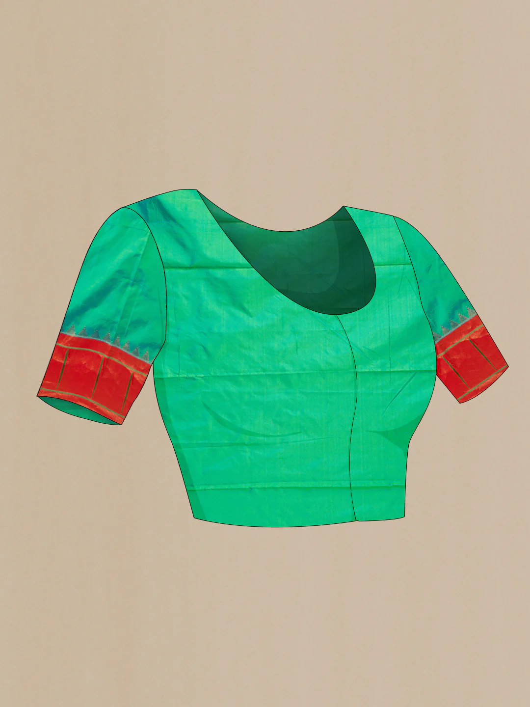 Green Dual Tone Paithani Silk Saree - Image 5