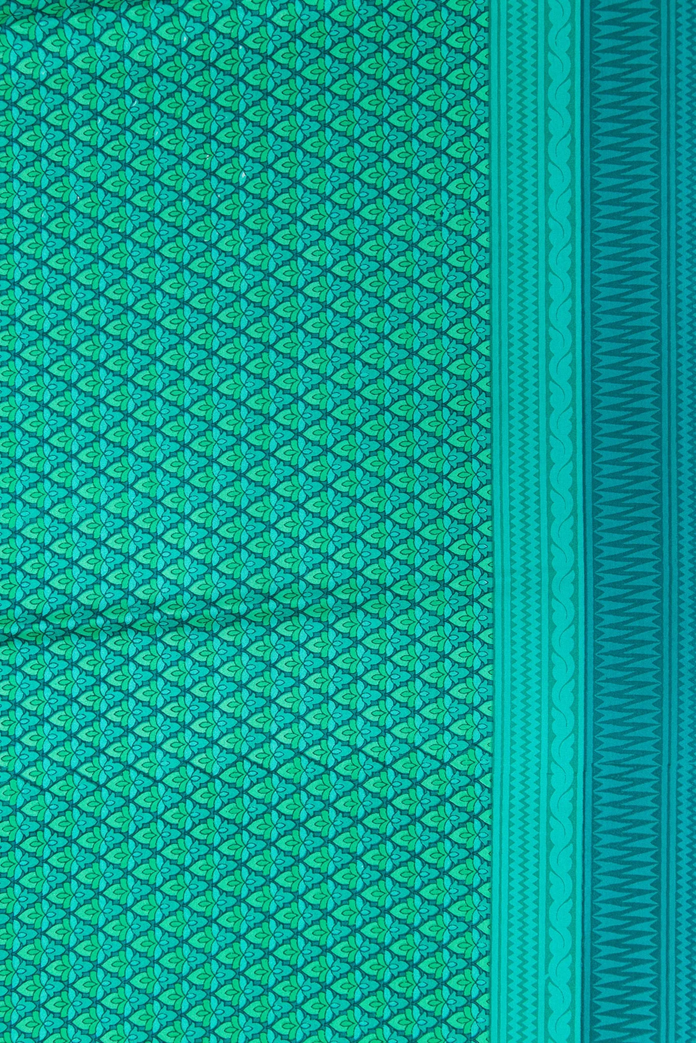 Green Printed Silk Saree - Image 3