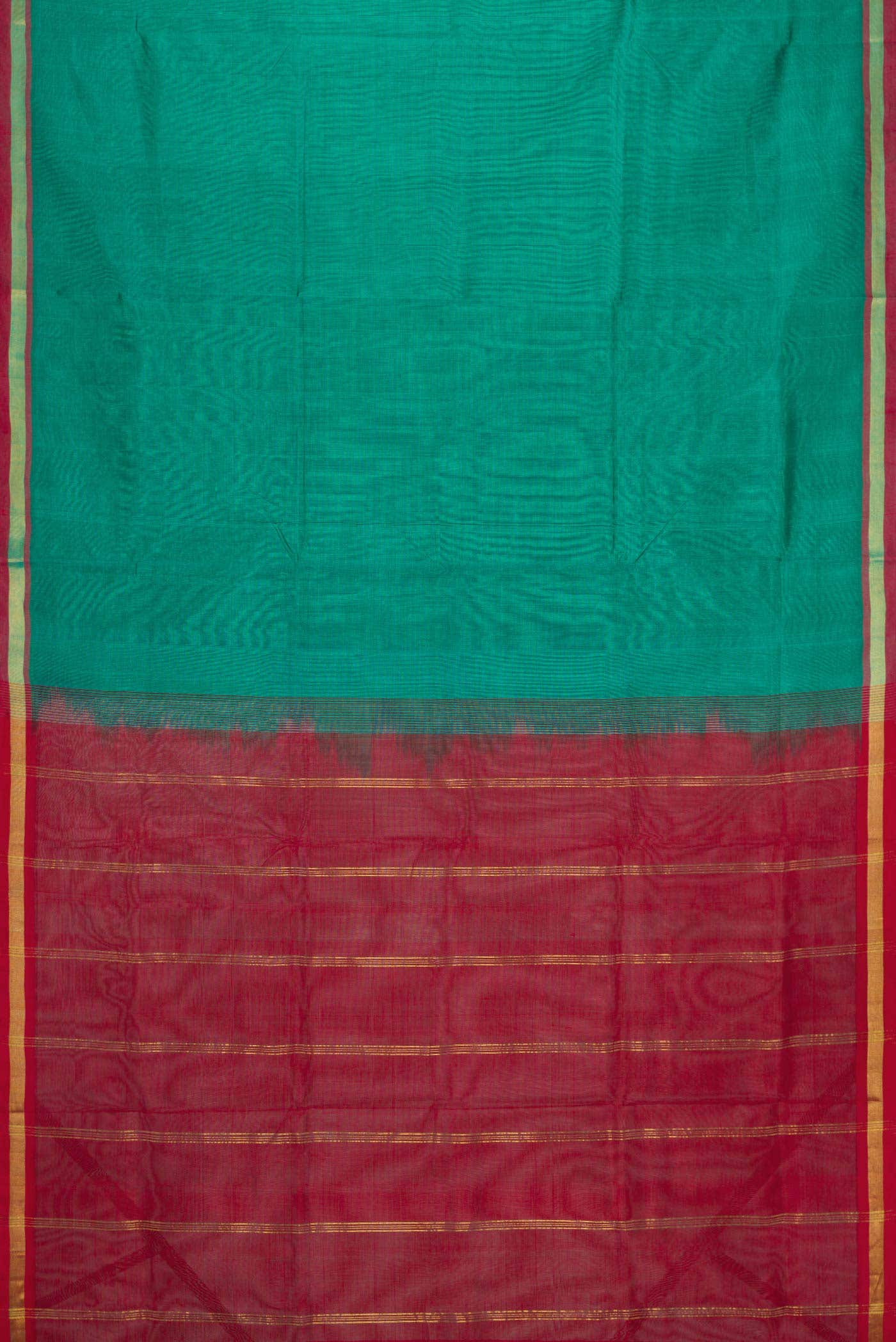 Green Dual Tone Silk Cotton Saree - Image 2