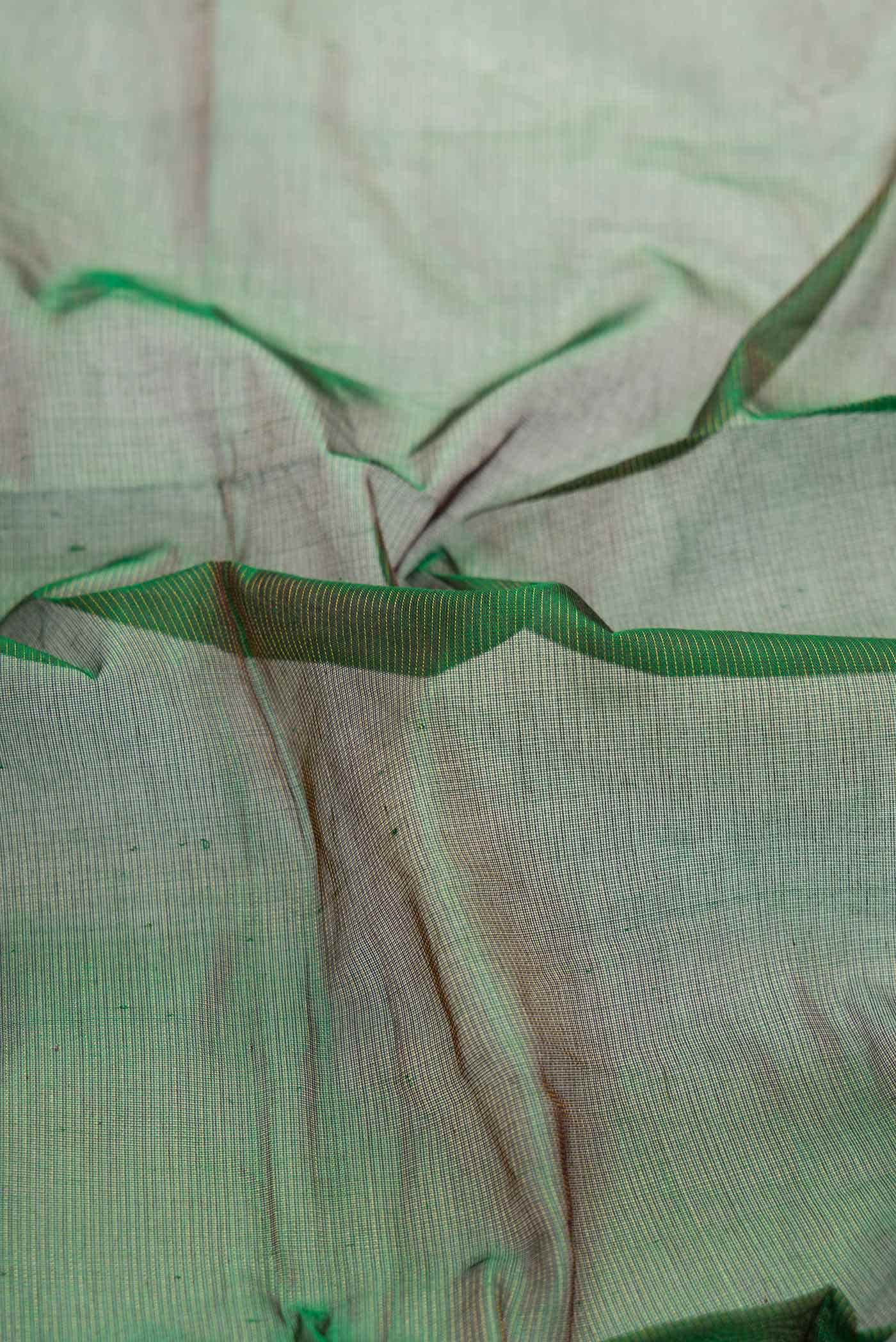 Green Dual Tone Silk Cotton Saree - Image 2