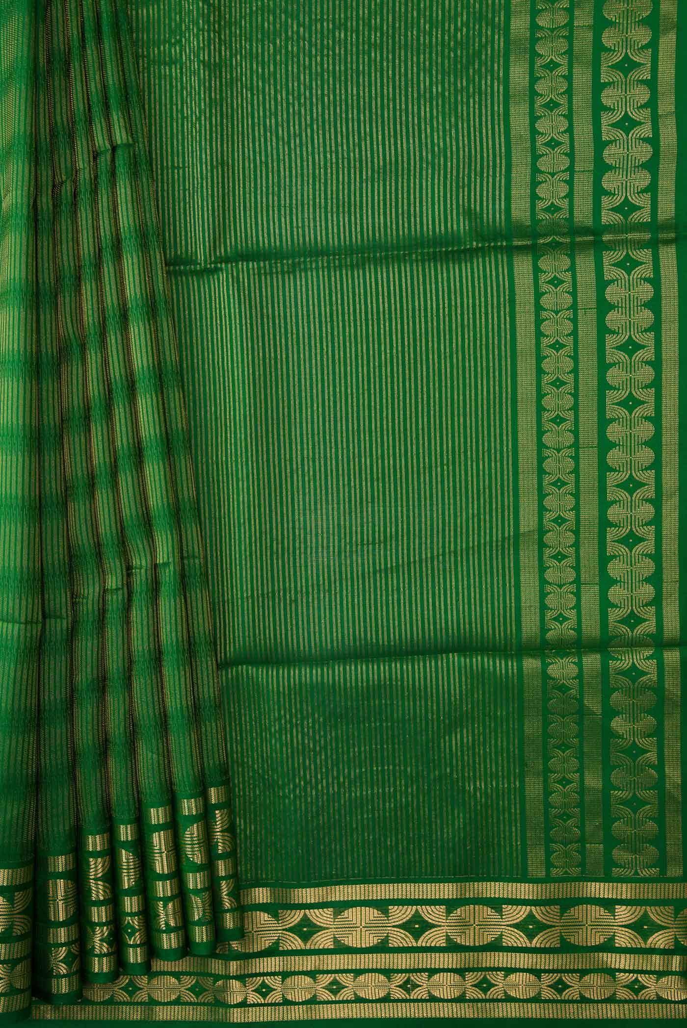 Green Dual Tone Soft Silk Saree - Image 4
