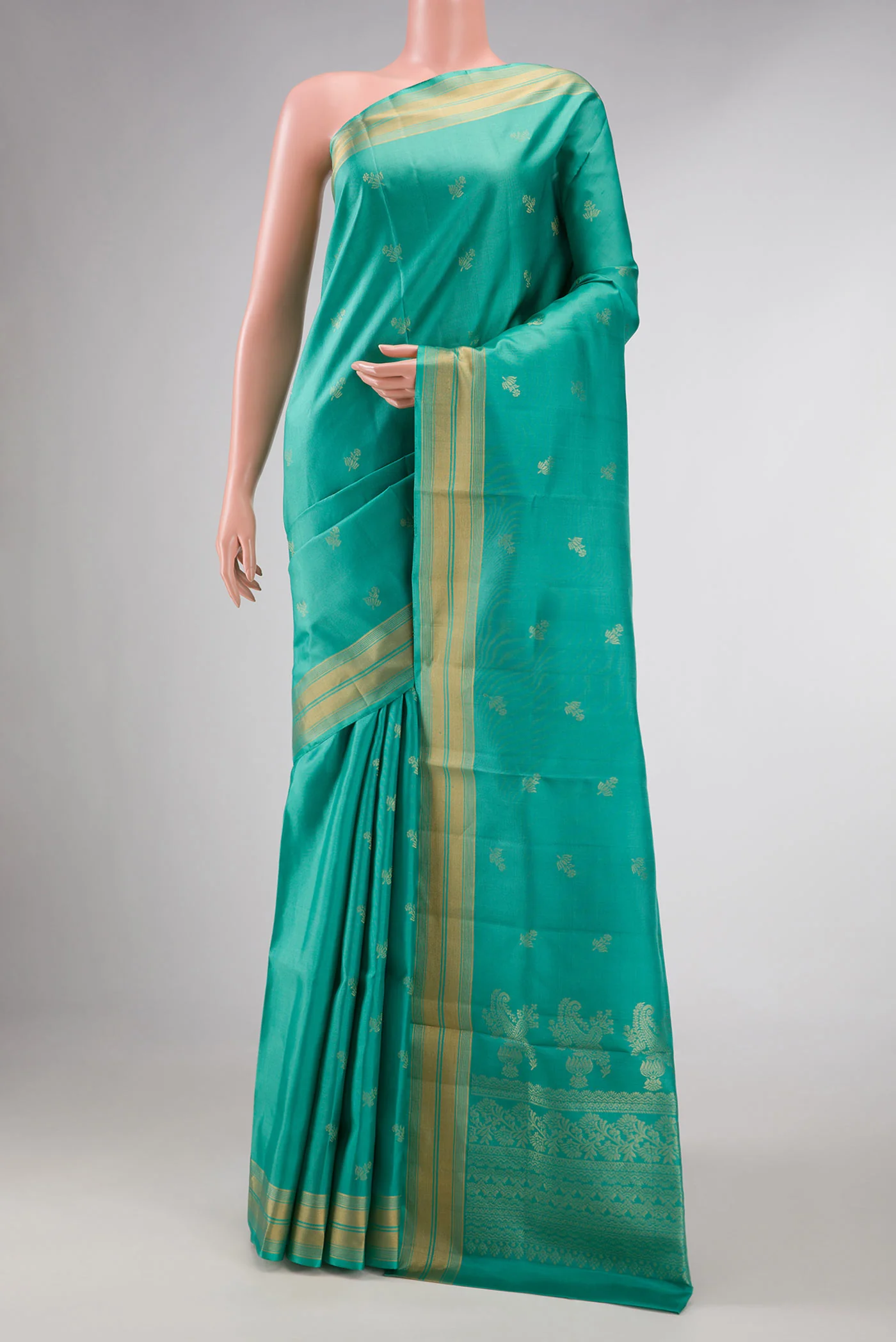 Green Dual Tone Soft Silk Saree