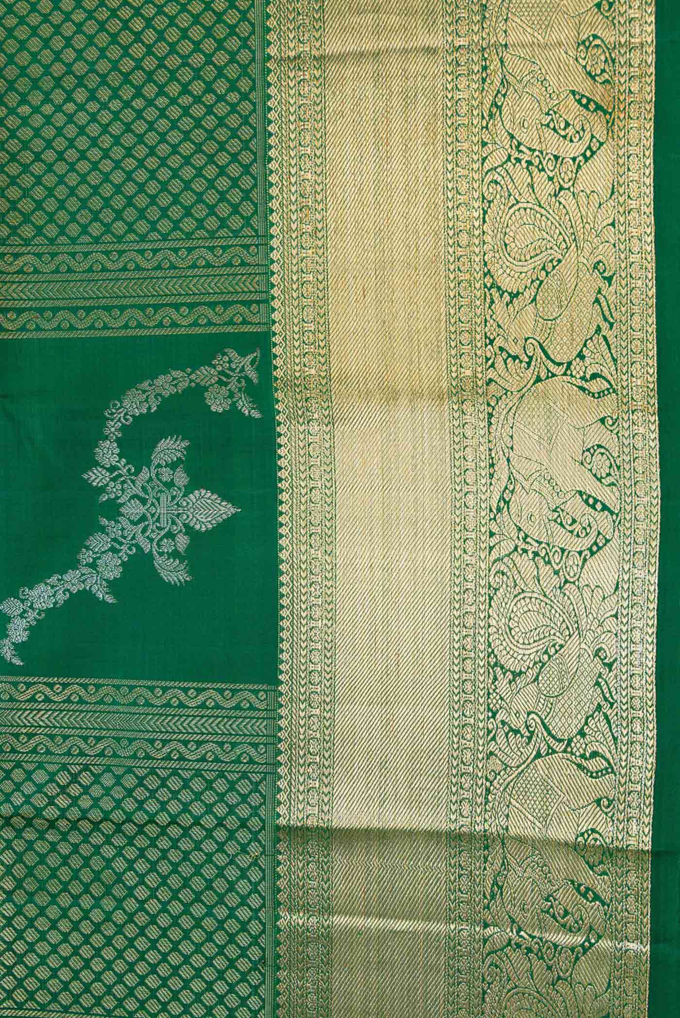 Green Kanchipuram Silk Saree - Image 3