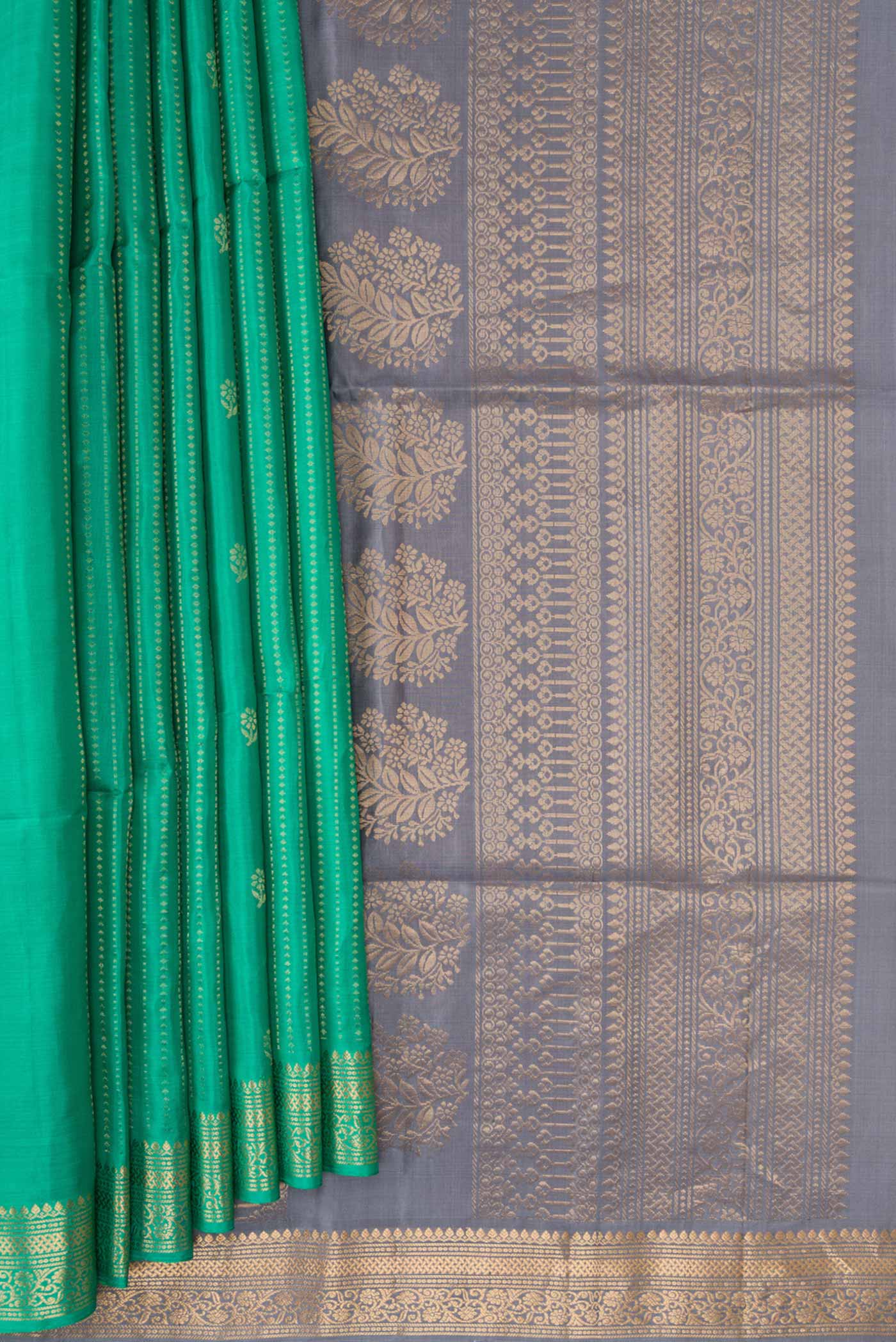 Turquoise Soft Silk Saree - Image 4
