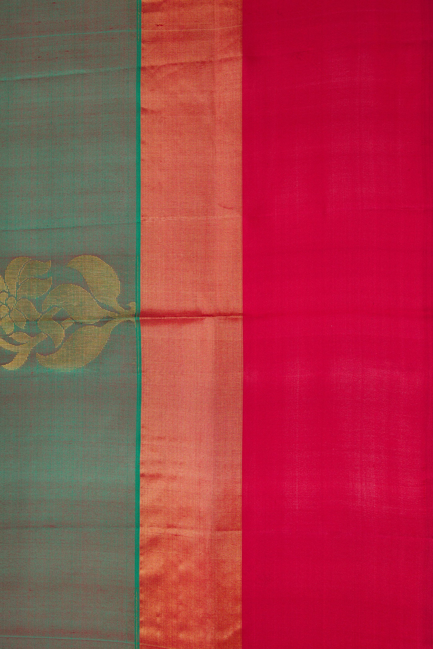 Green with Maroon Color Soft Silk Saree - Image 3