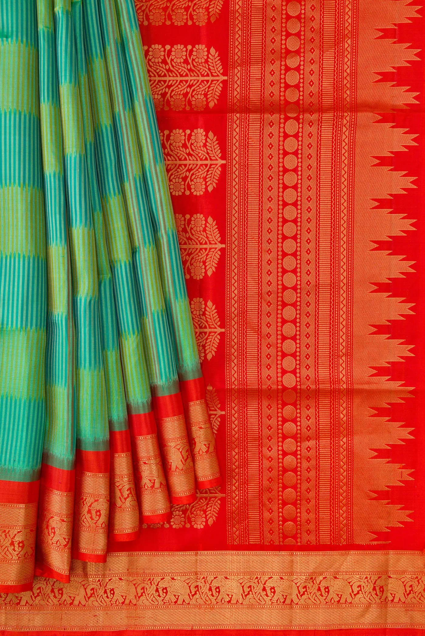 Sea Green Soft Silk Saree - Image 4
