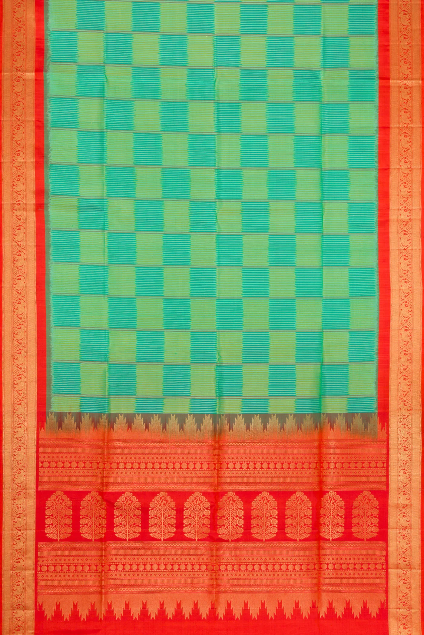 Sea Green Soft Silk Saree - Image 6