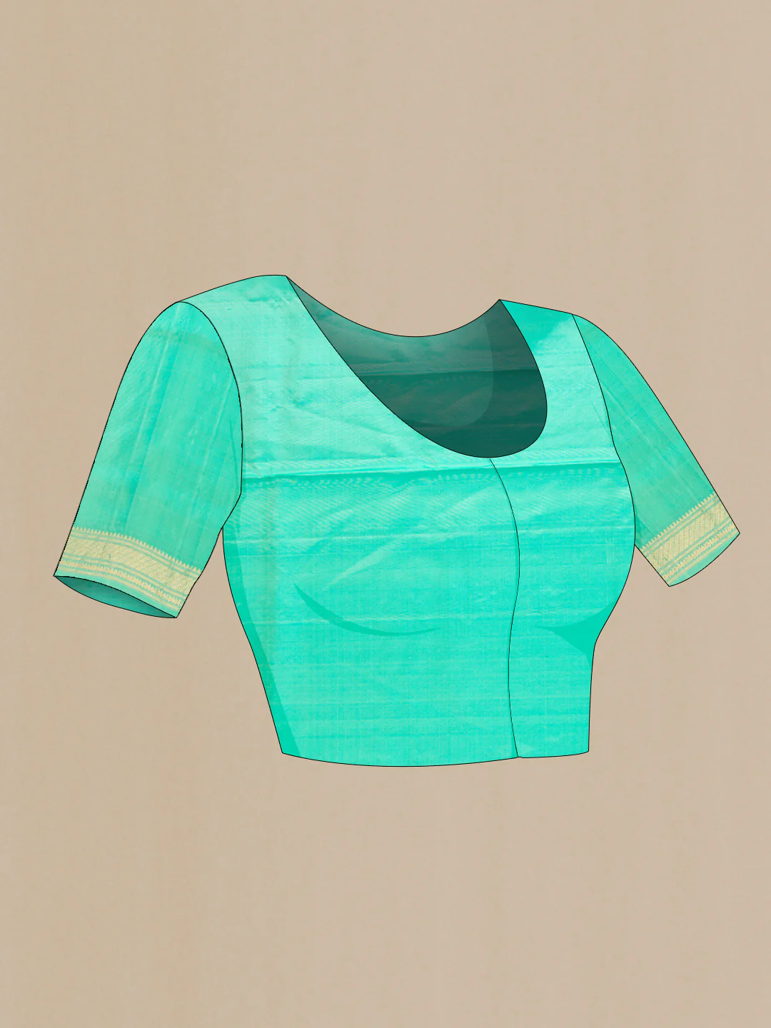 Turquoise Soft Silk Saree - Image 4