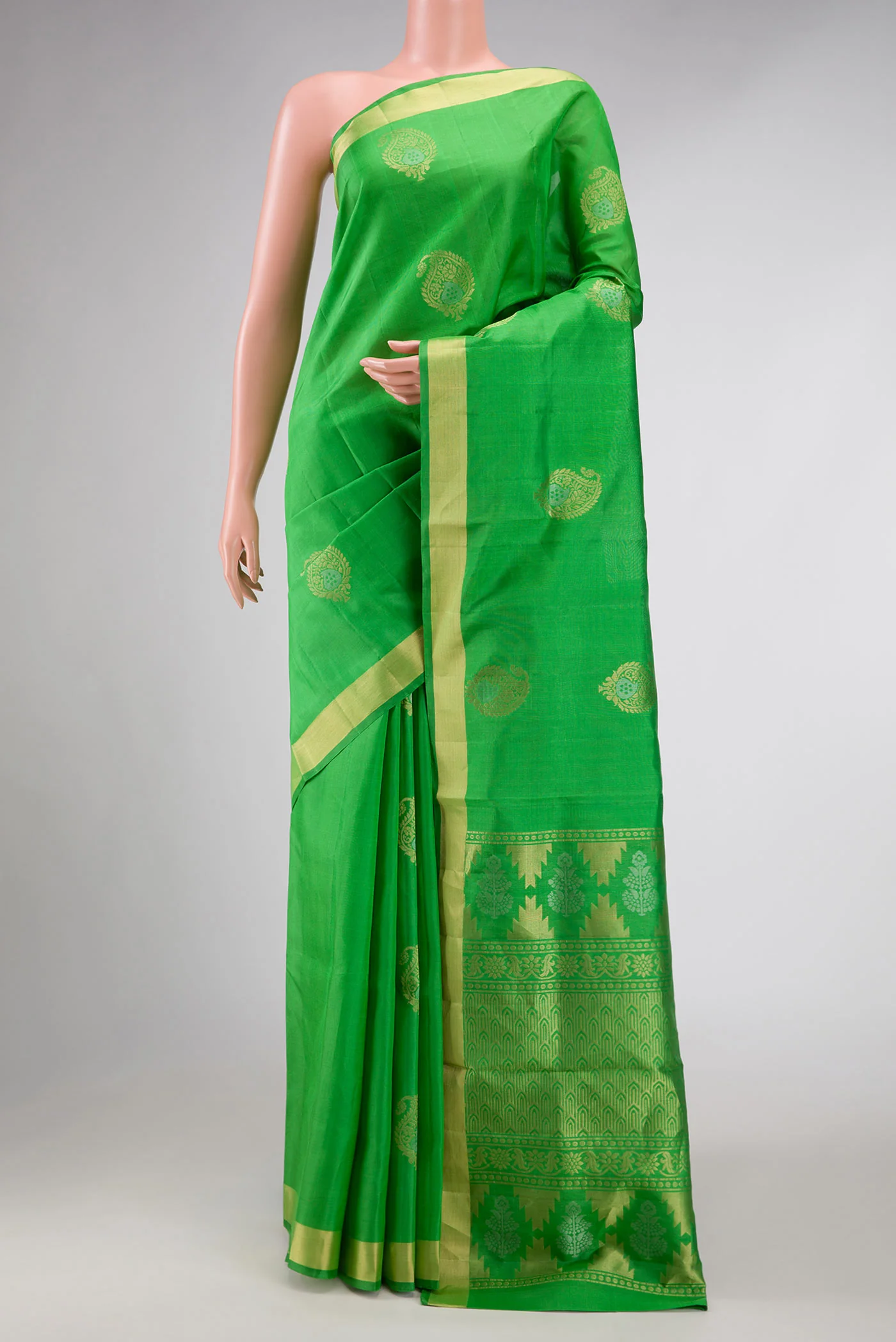 Green Dual Tone Soft Silk Saree