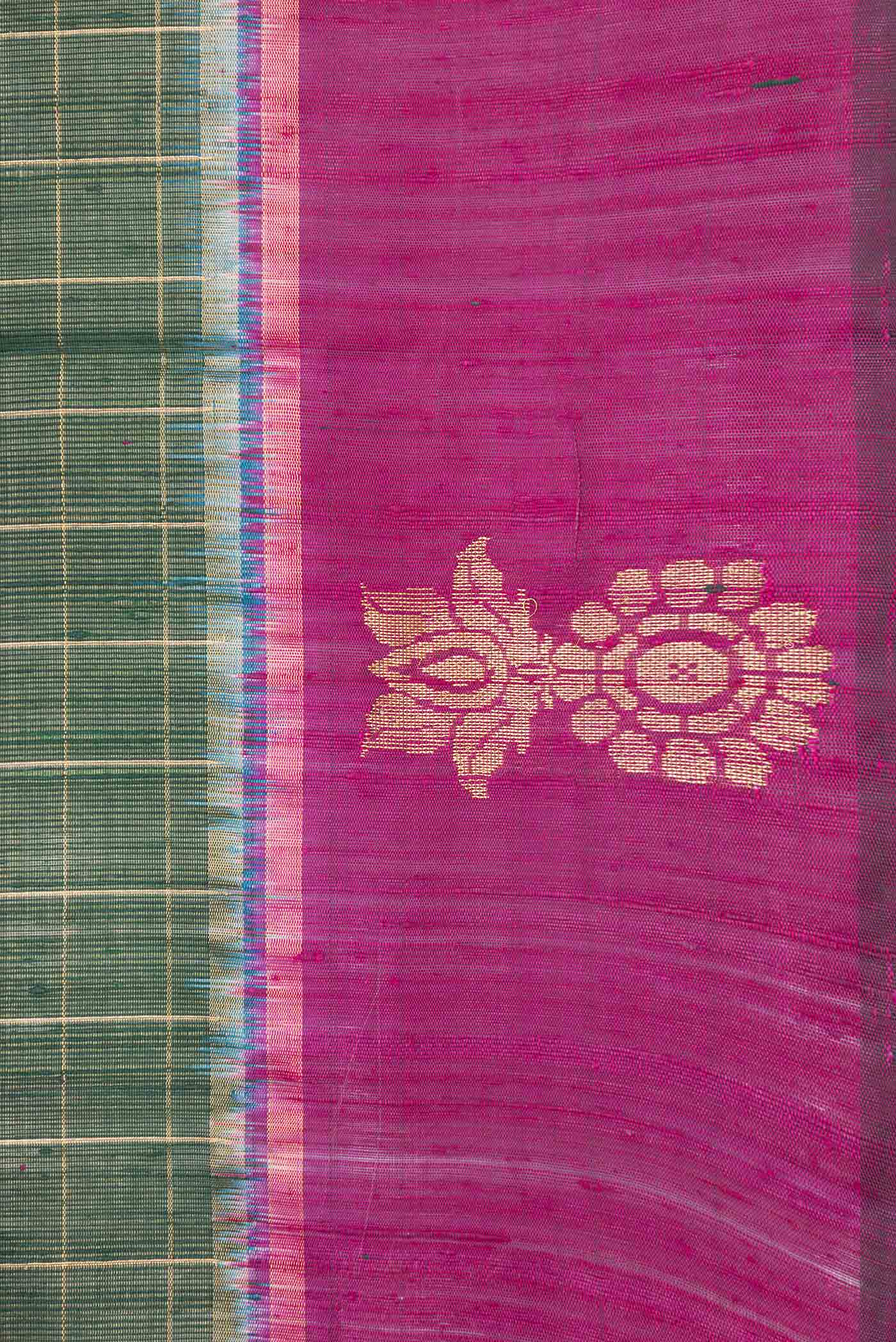 Green Dual Tone Tussar Saree - Image 3