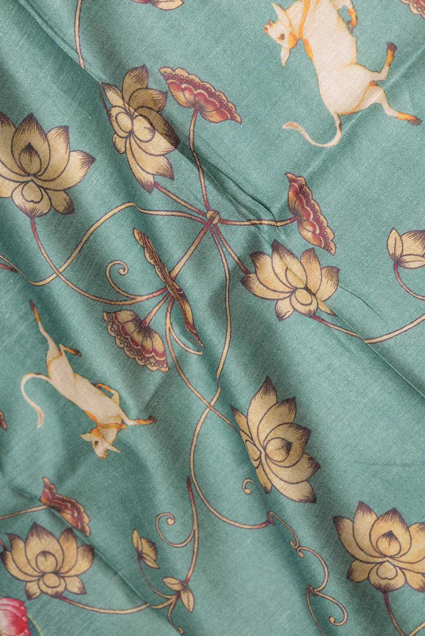 Green Dual Tone Tussar Saree - Image 2
