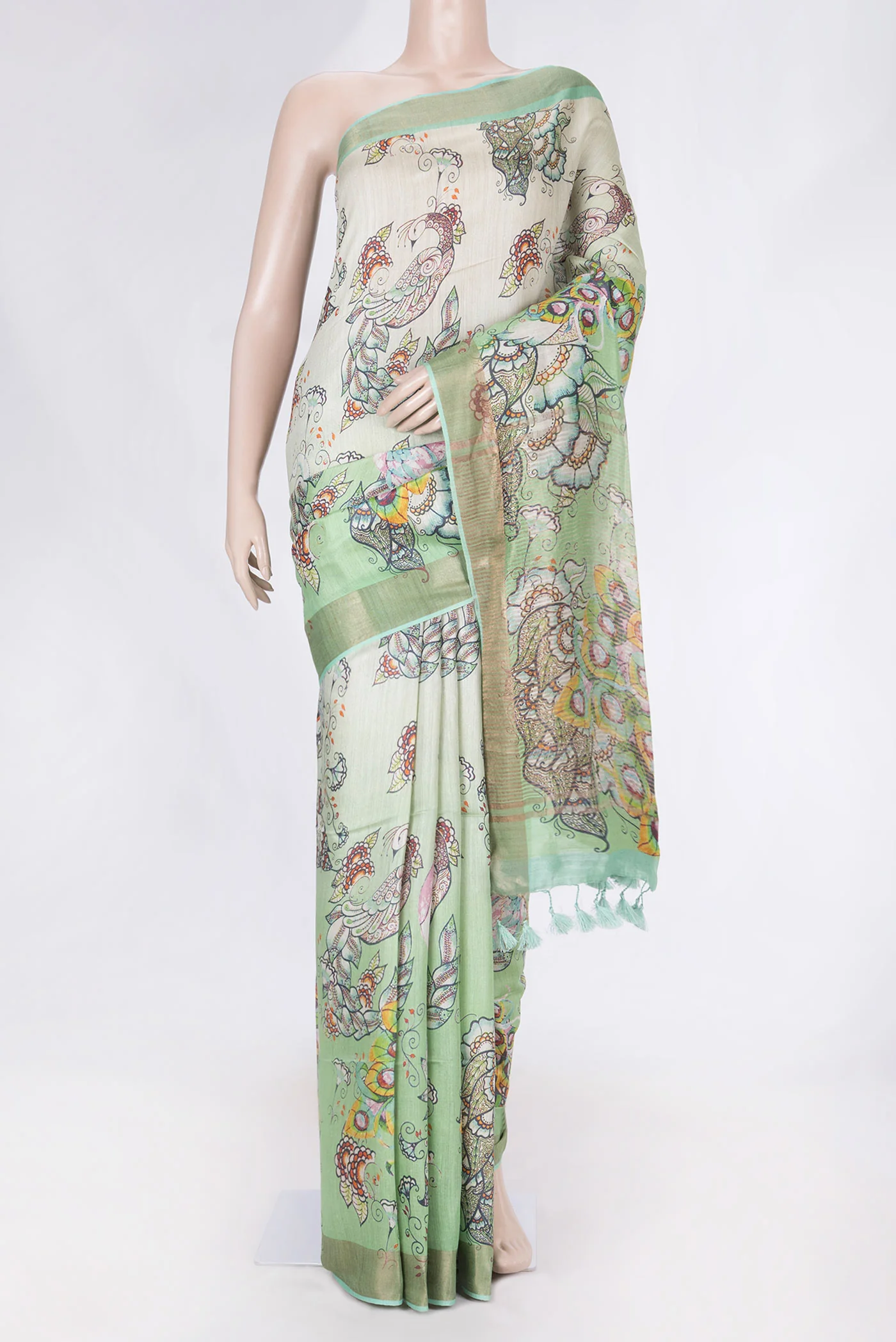 Green Dual Tone Tussar Saree