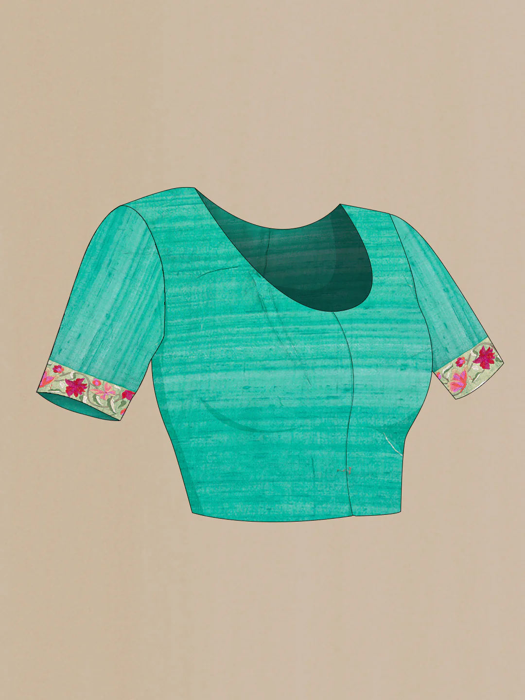 Green Tussar Silk Saree - Image 5