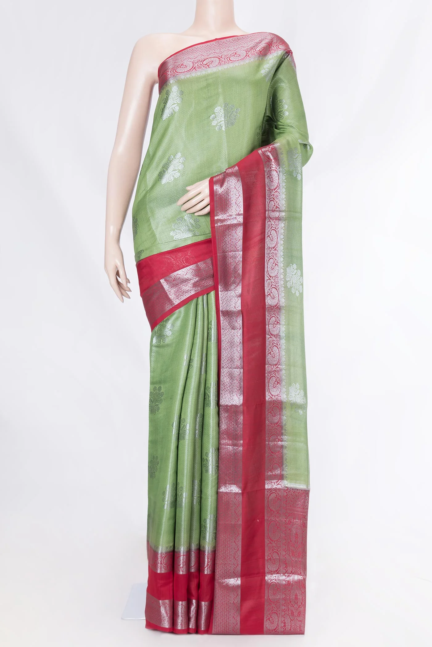 Green Banarasi Raw Silk Saree