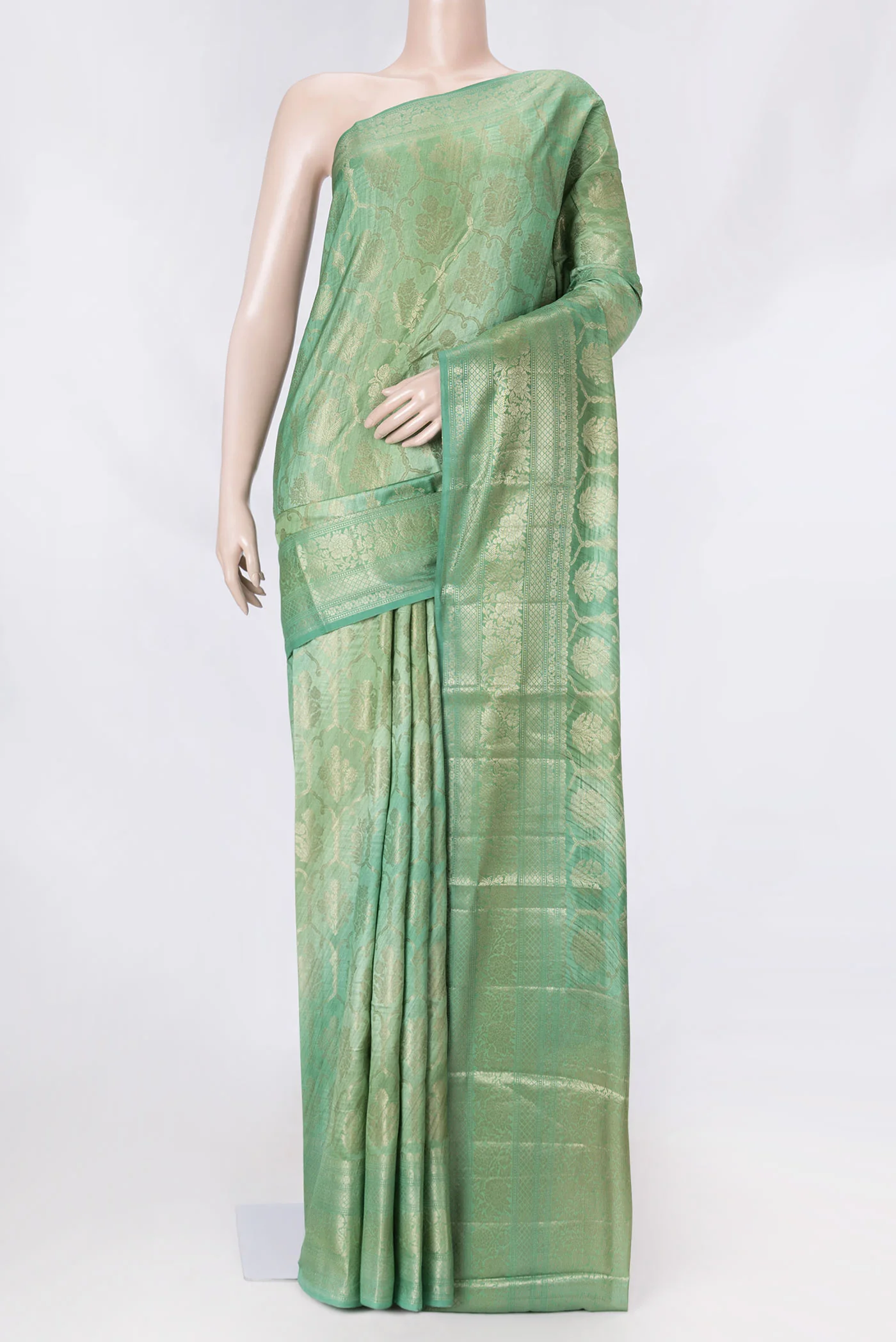 Sage Green Banarasi Raw Silk Saree