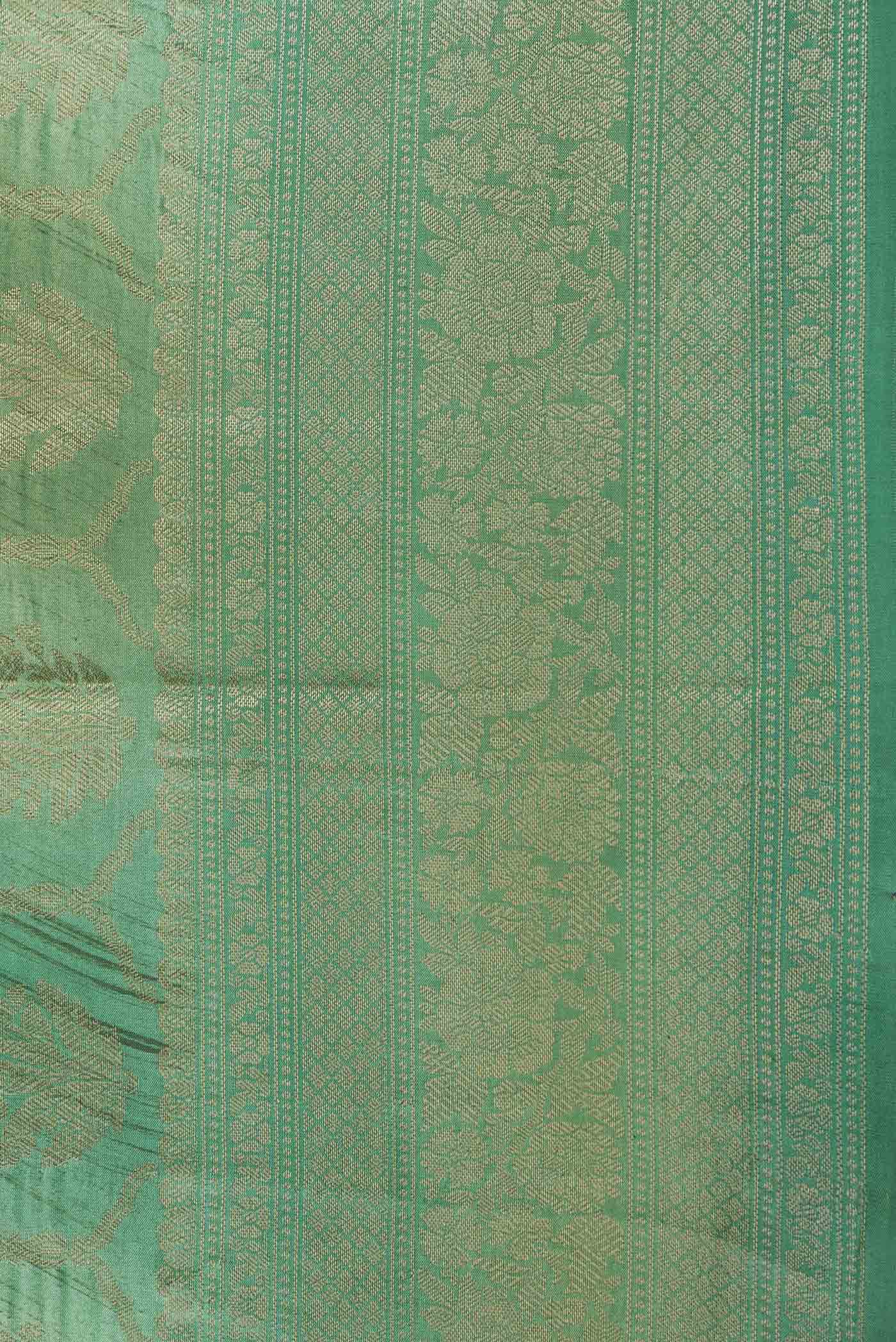 Sage Green Banarasi Raw Silk Saree - Image 3