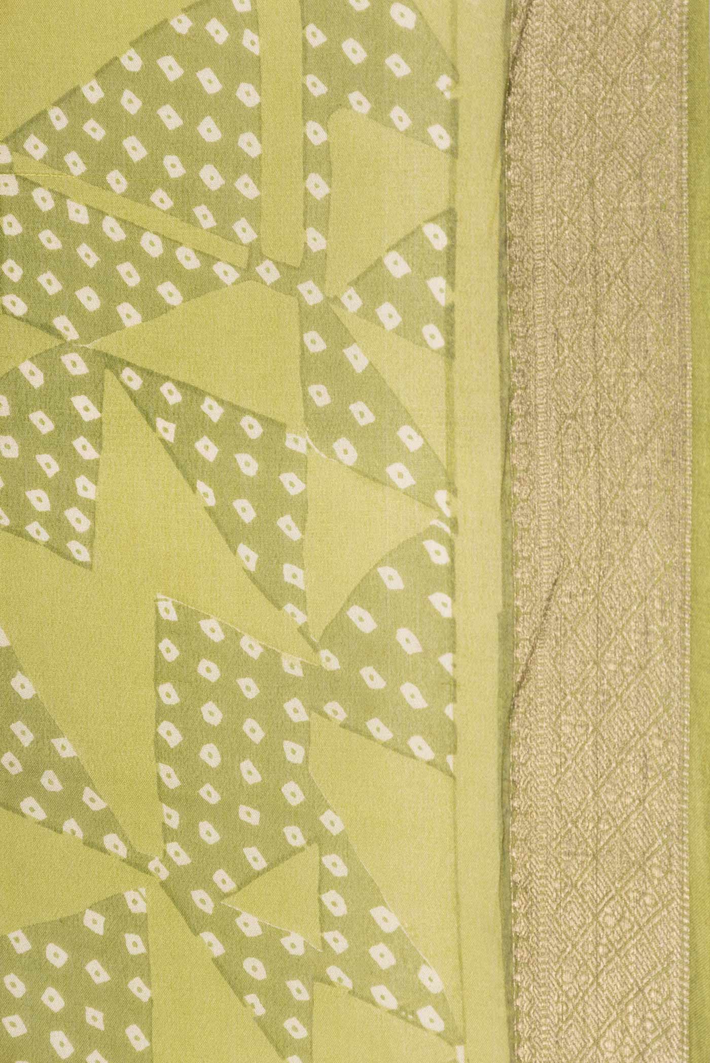 Green Mysore Crepe Saree - Image 3