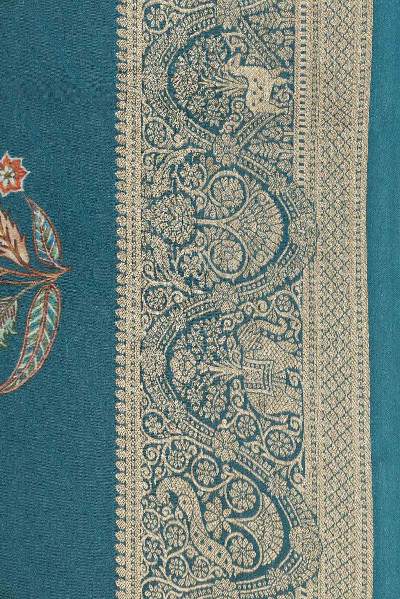 Blue Mysore Crepe Saree - Image 3