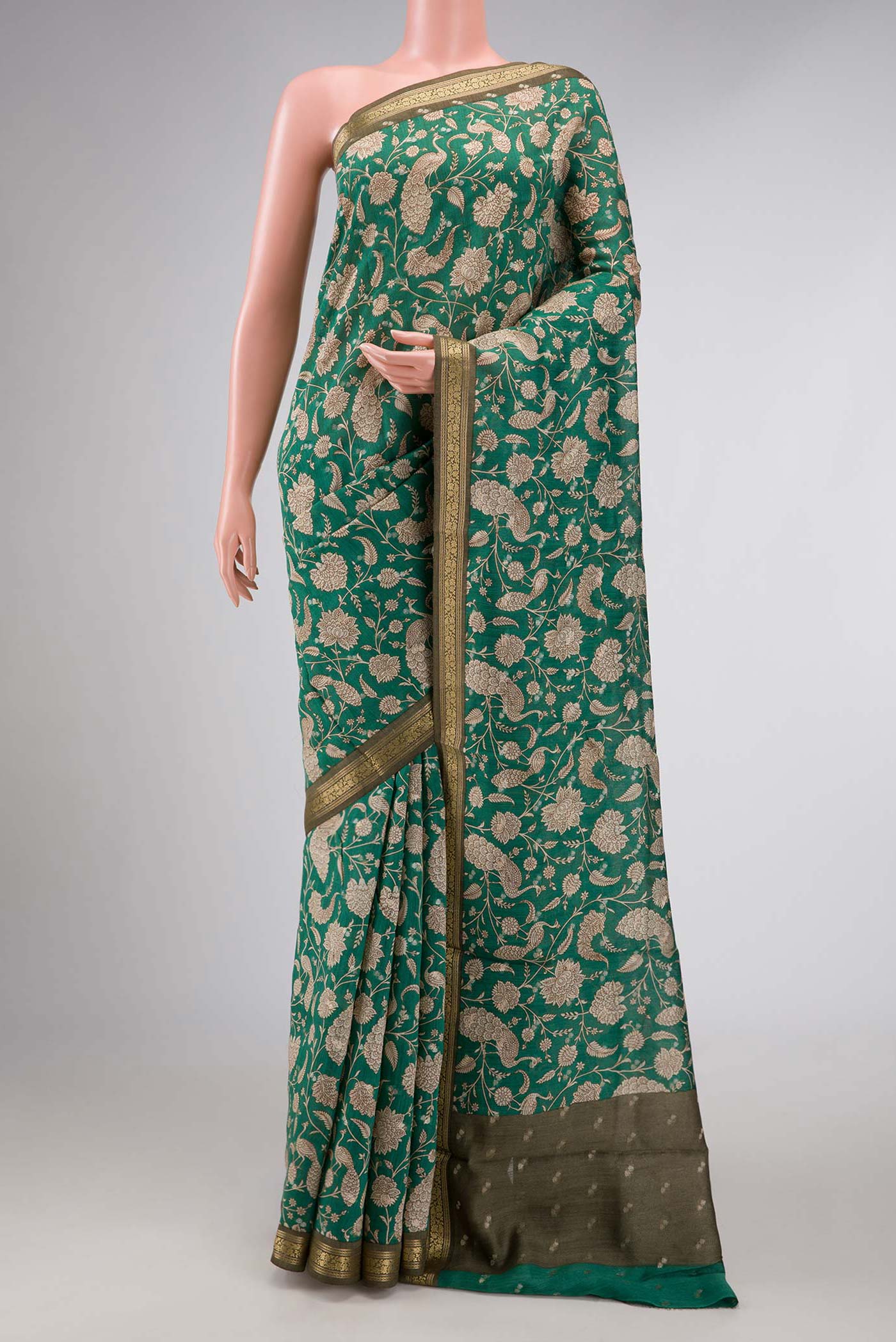 Green Dual Tone Tussar Silk Saree