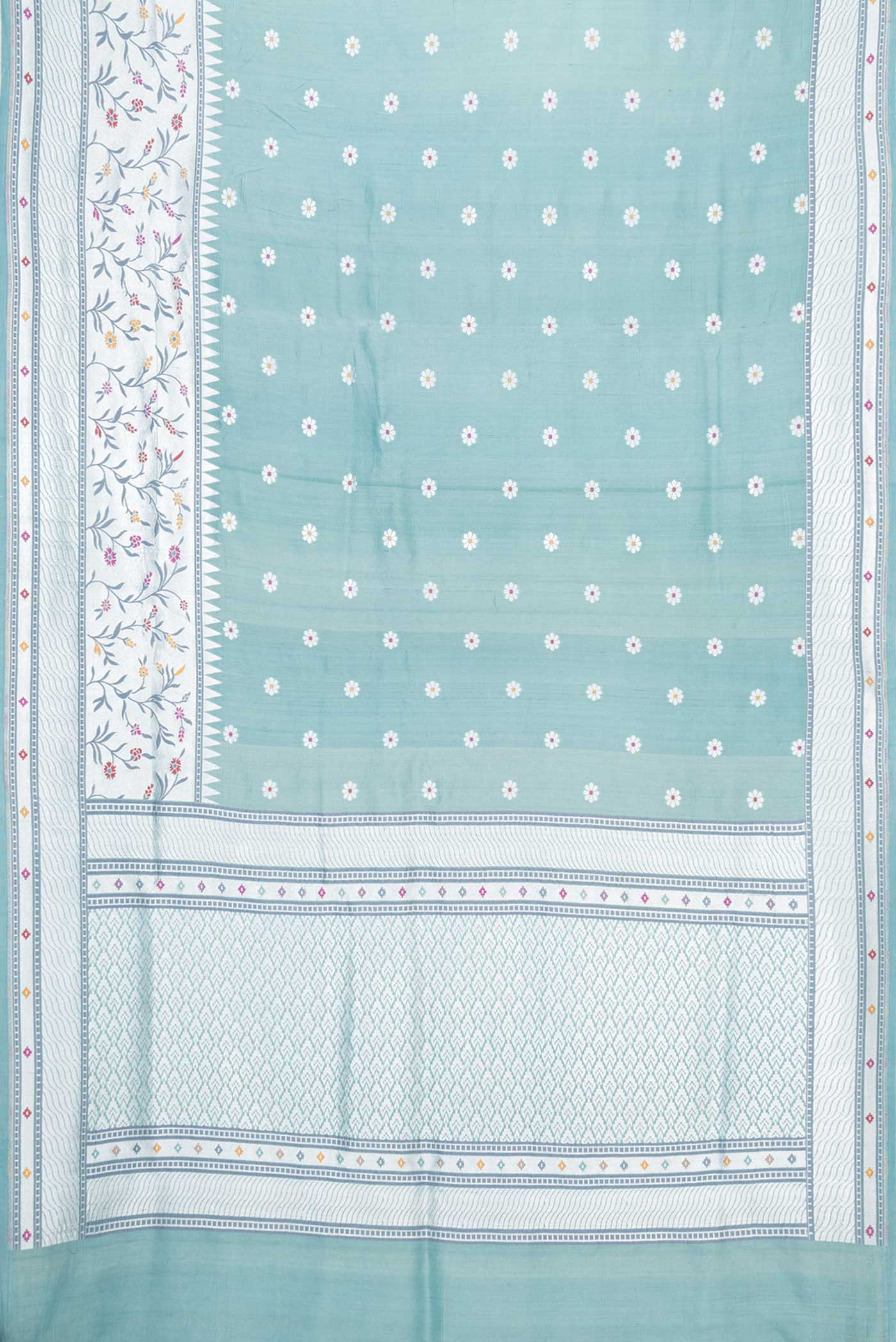 Blue Grey Banarasi Tussar Georgette Saree - Image 6