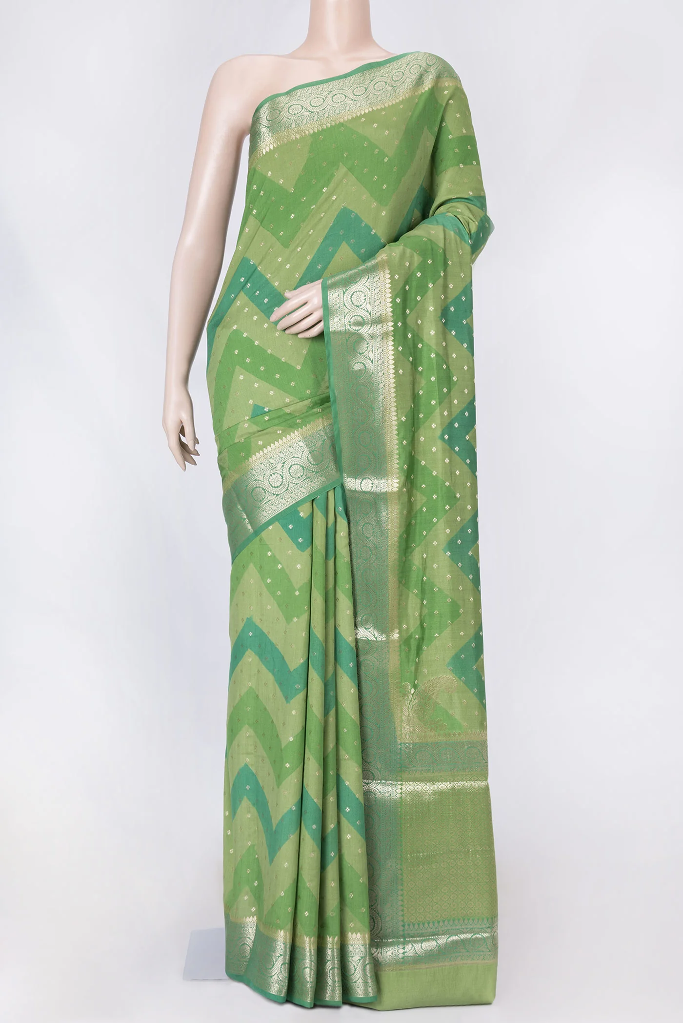 Green Banarasi Raw Silk Saree