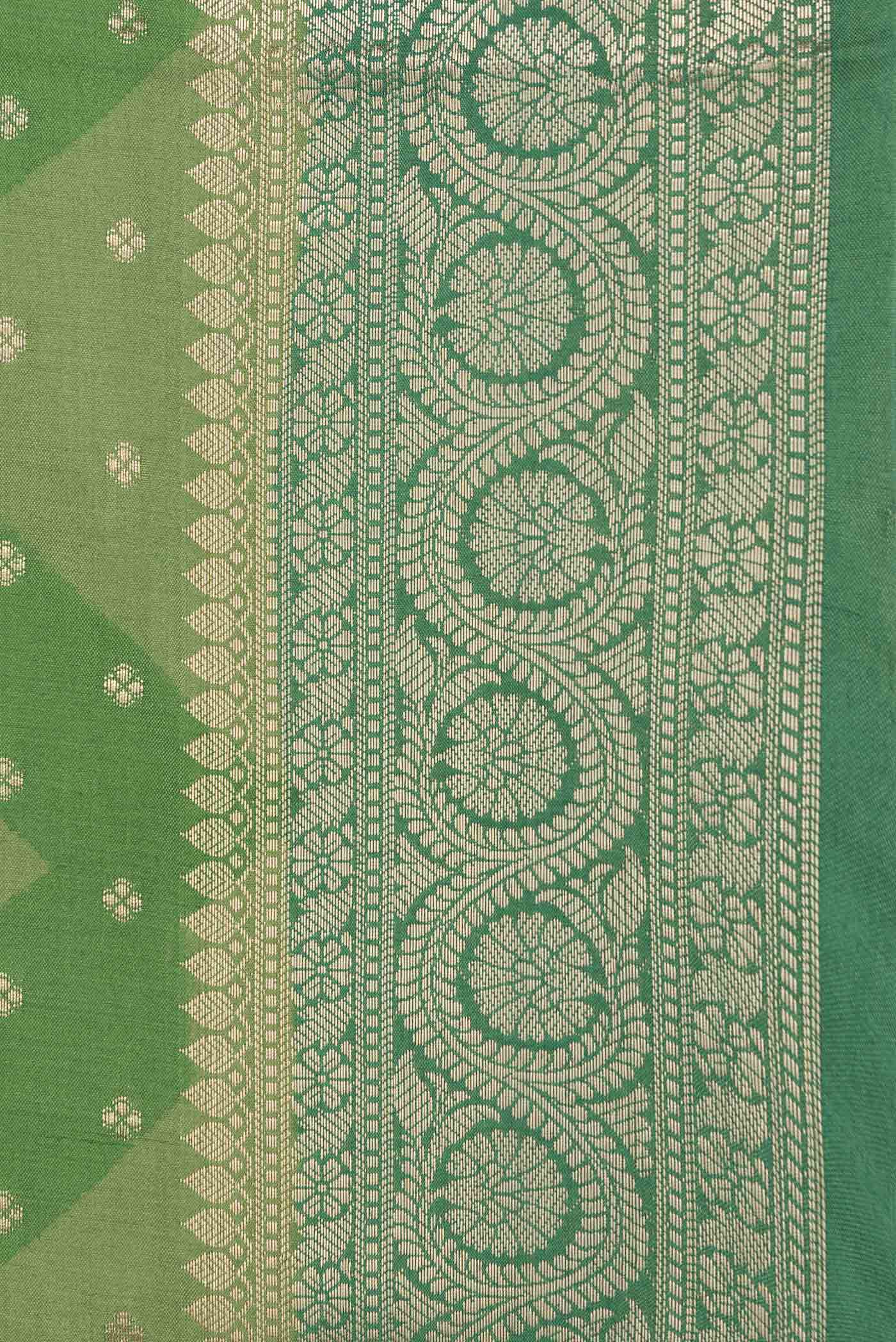 Green Banarasi Raw Silk Saree - Image 3