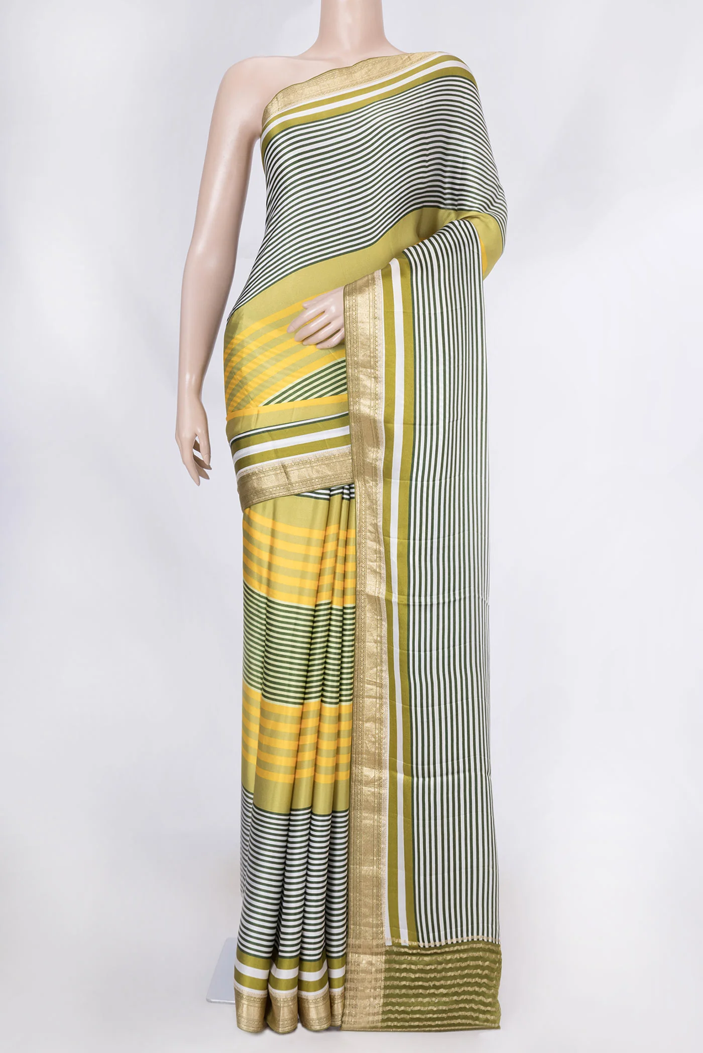 Green Satin Silk Saree