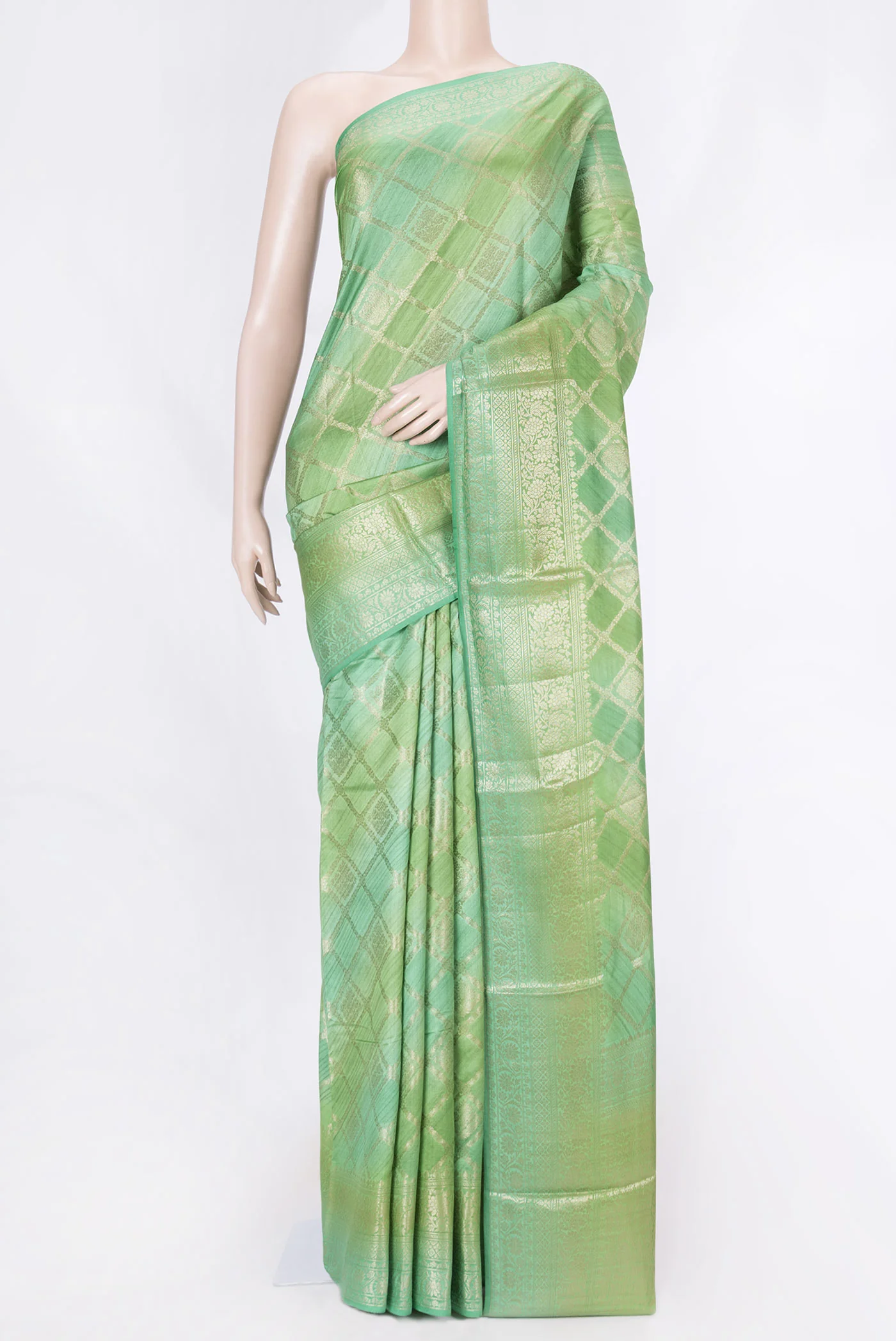 Green Banarasi Raw Silk Saree