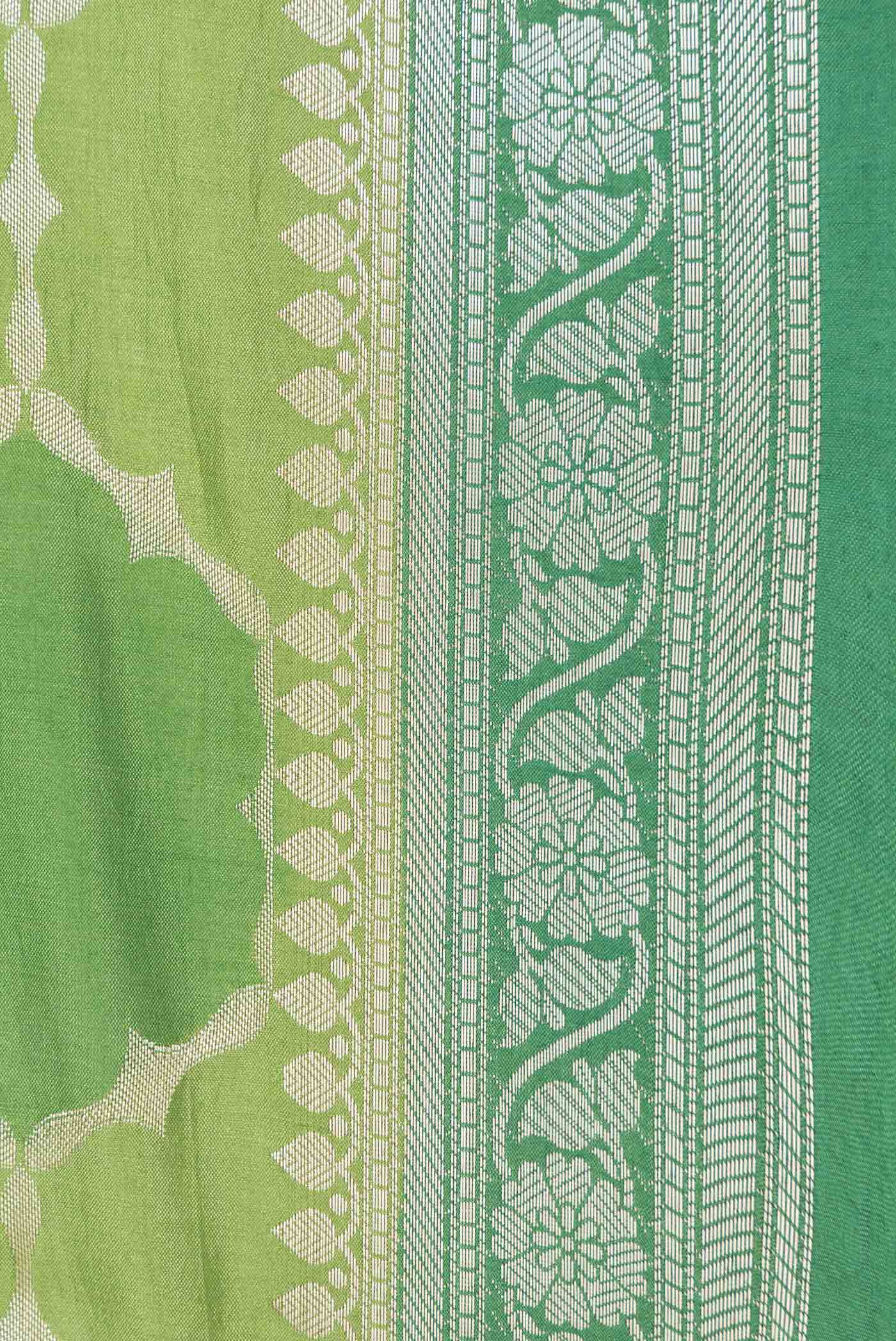 Green Banarasi Raw Silk Saree - Image 3