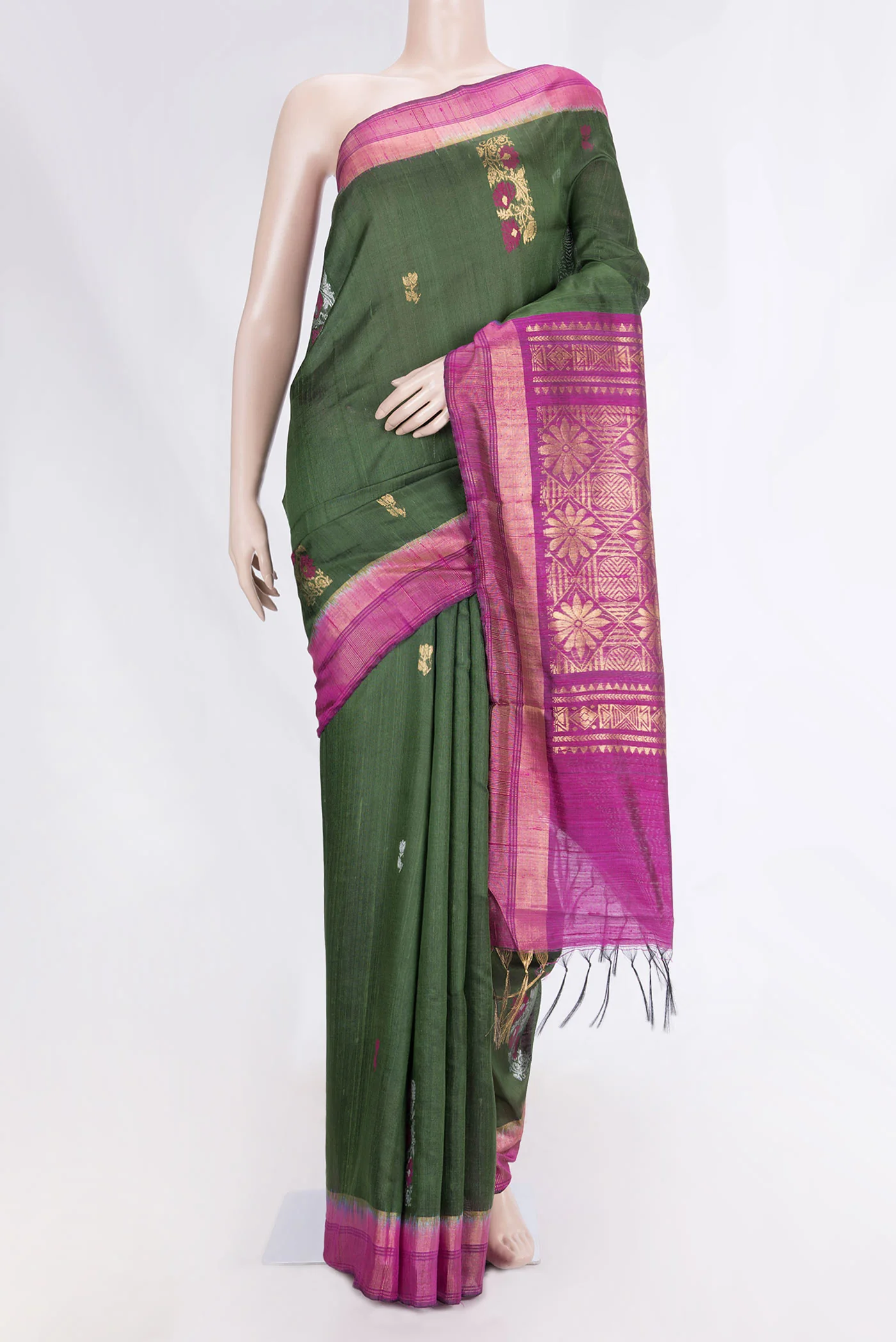 Green Dual Tone Tussar Silk Saree