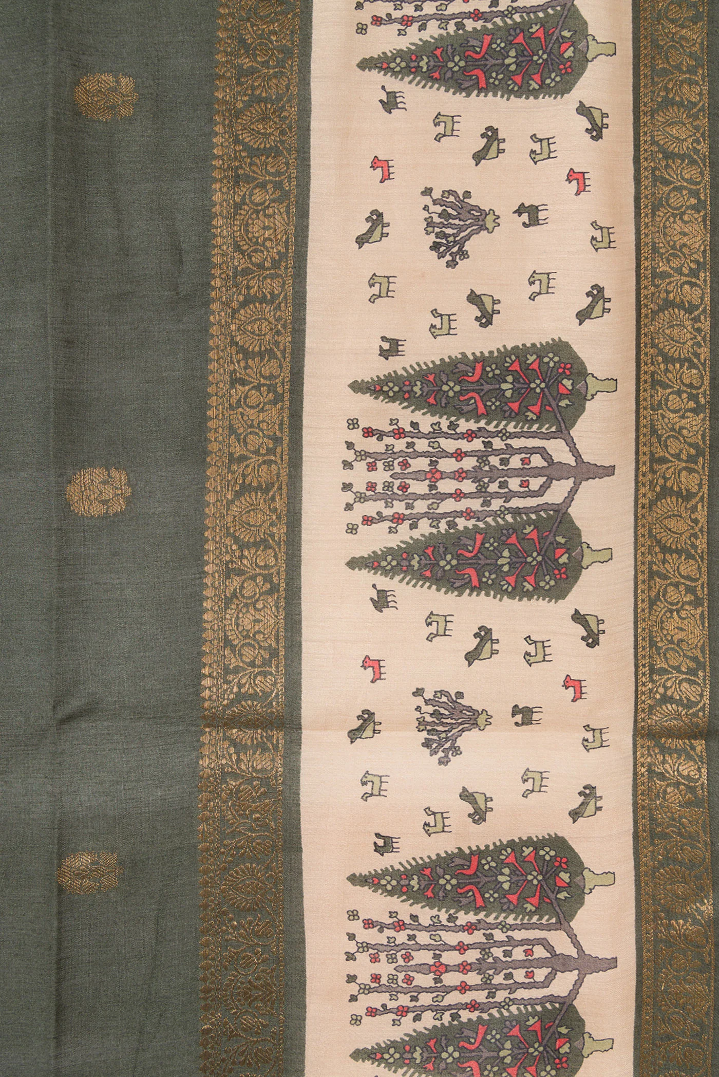 Davys Grey Tussar Silk Saree - Image 3