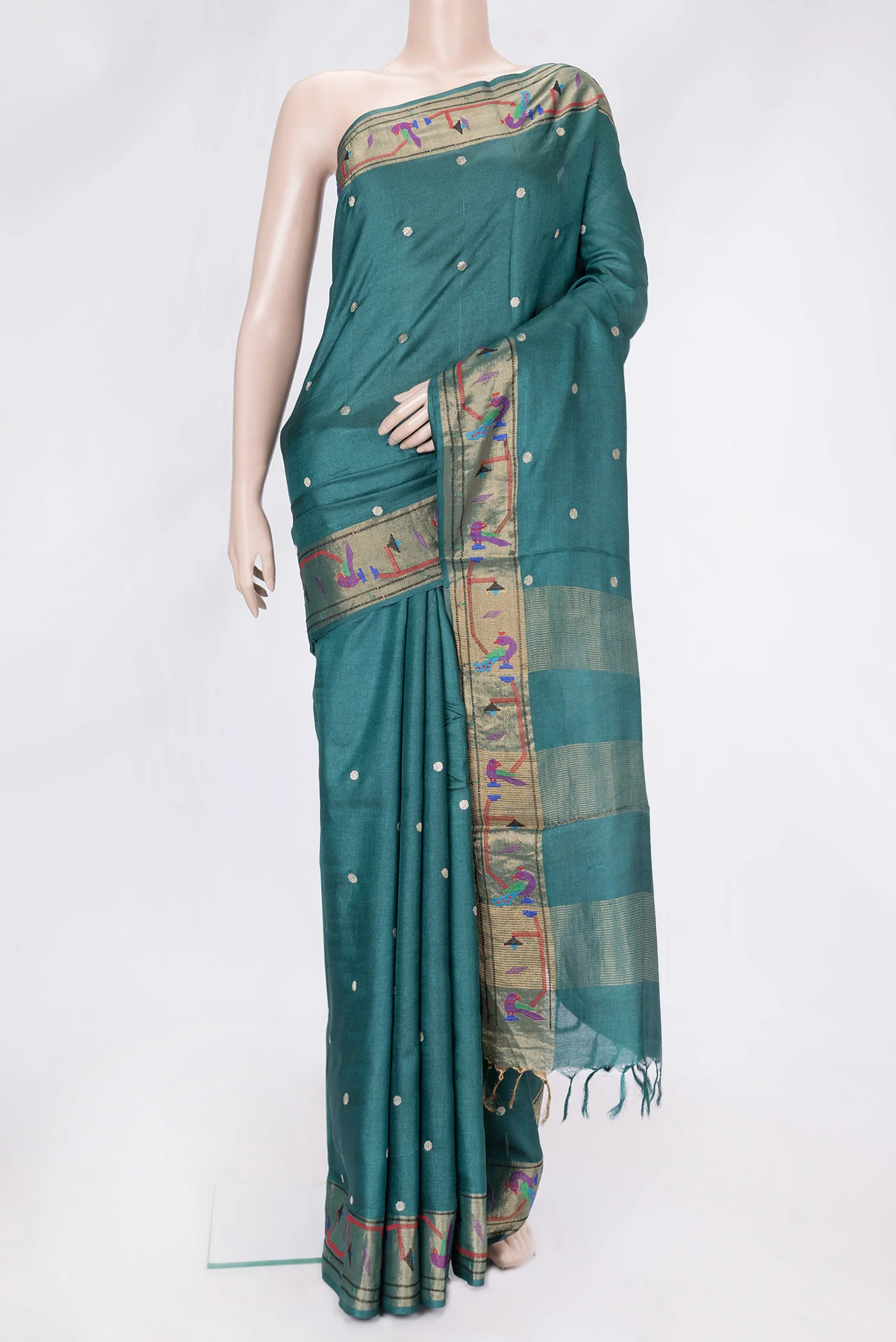Green Tussar Silk Saree