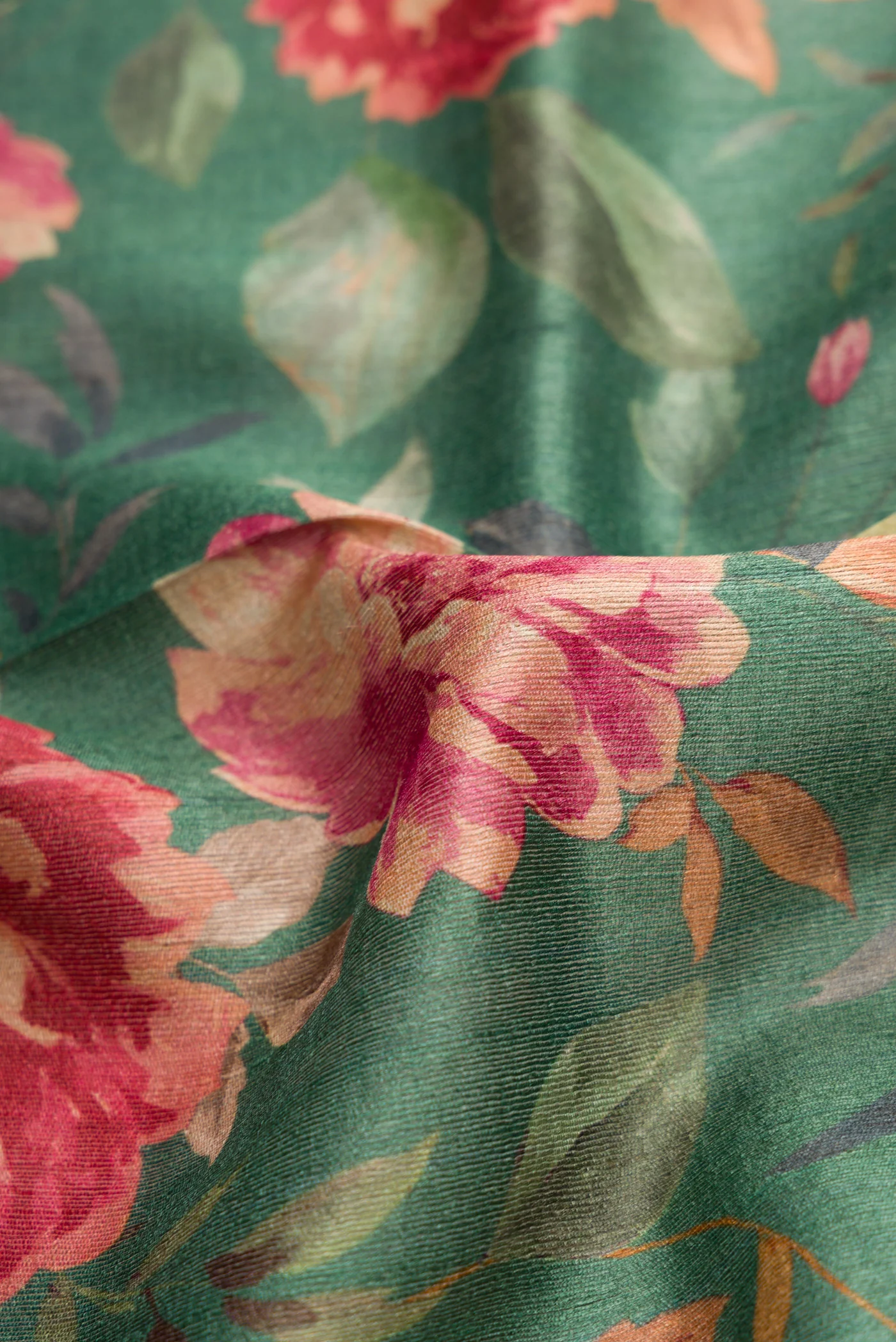 Green Tussar Silk Saree - Image 2