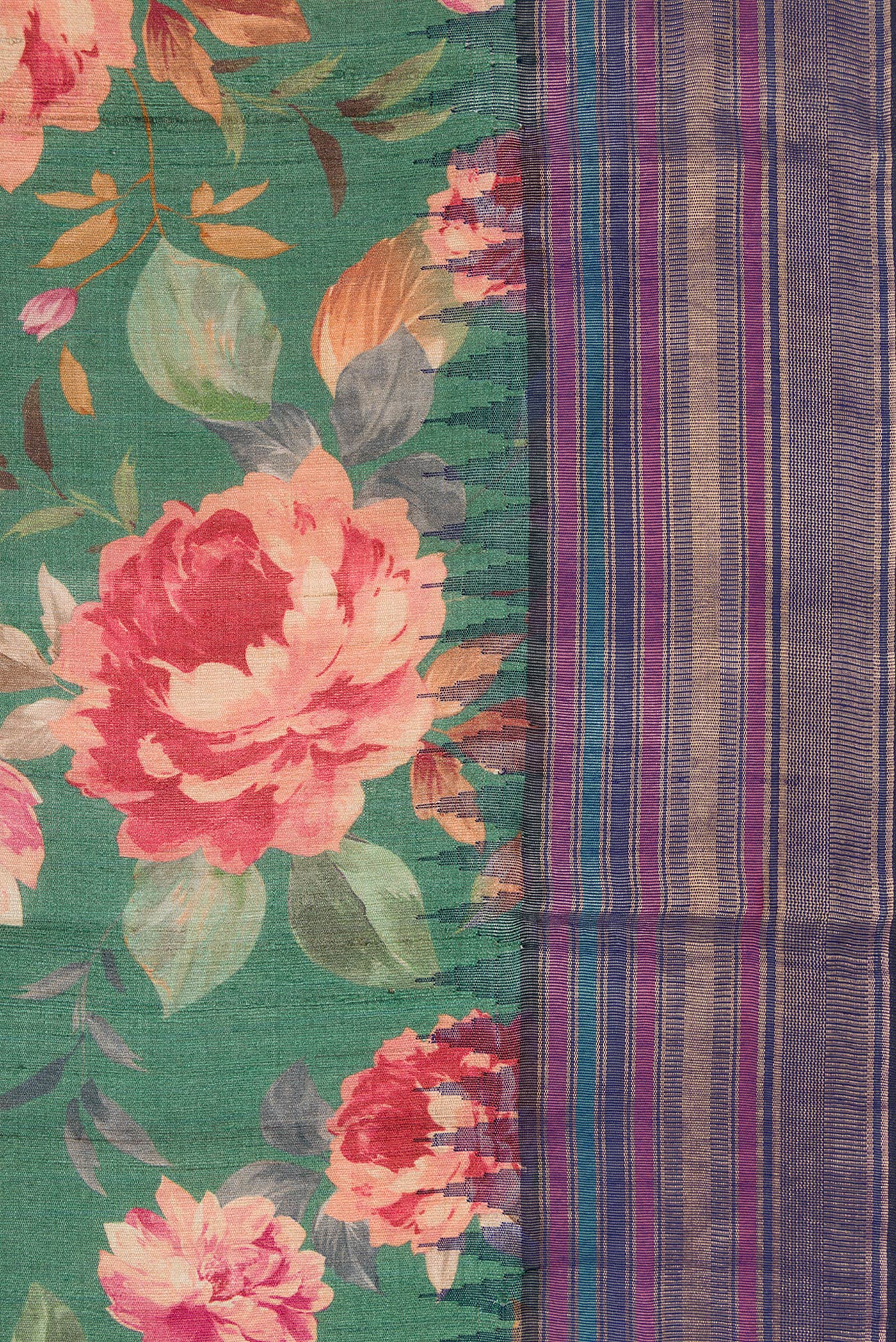 Green Tussar Silk Saree - Image 3