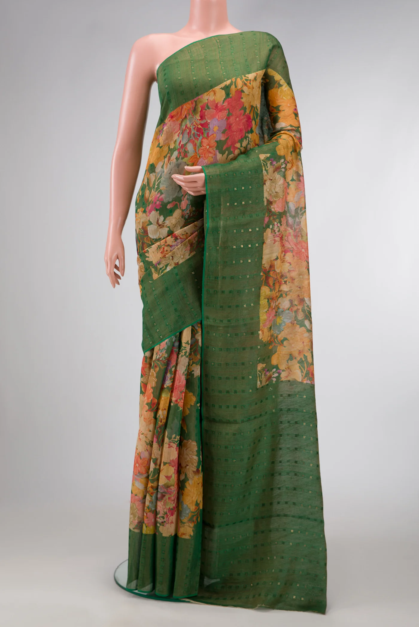Green Tussar Silk Saree