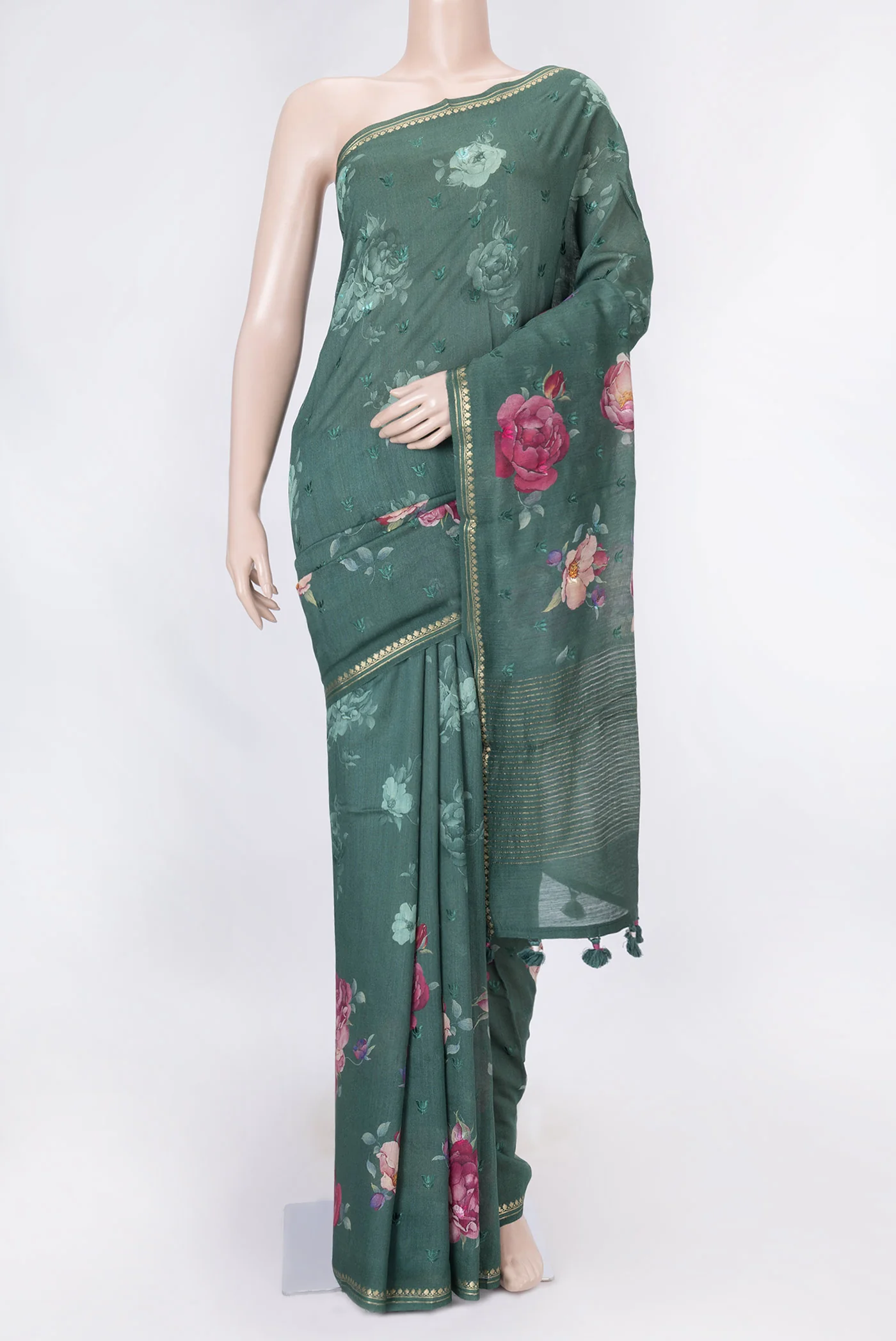 Green Dual Tone Tussar Silk Saree