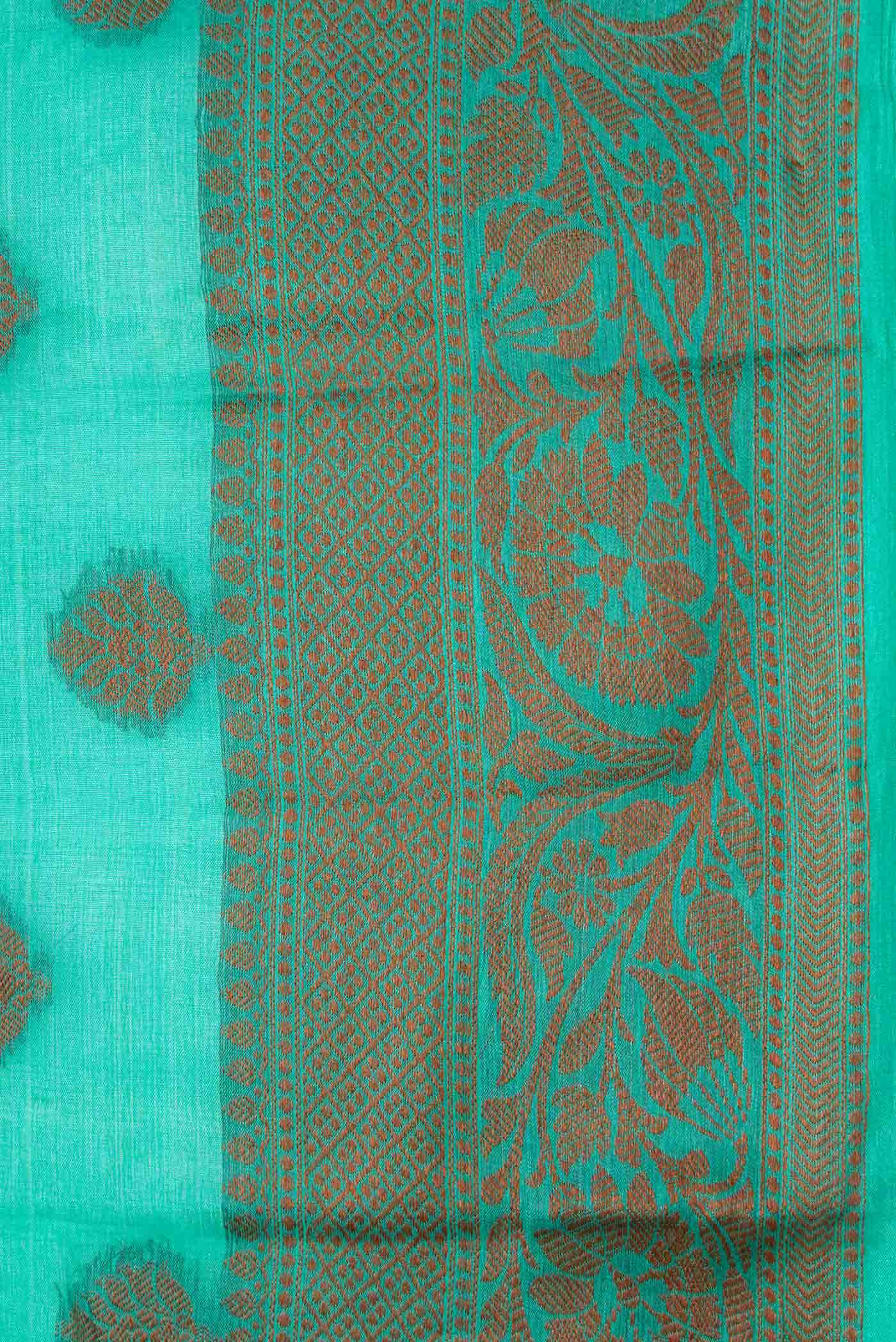 Green Dual Tone Tussar Silk Saree - Image 3