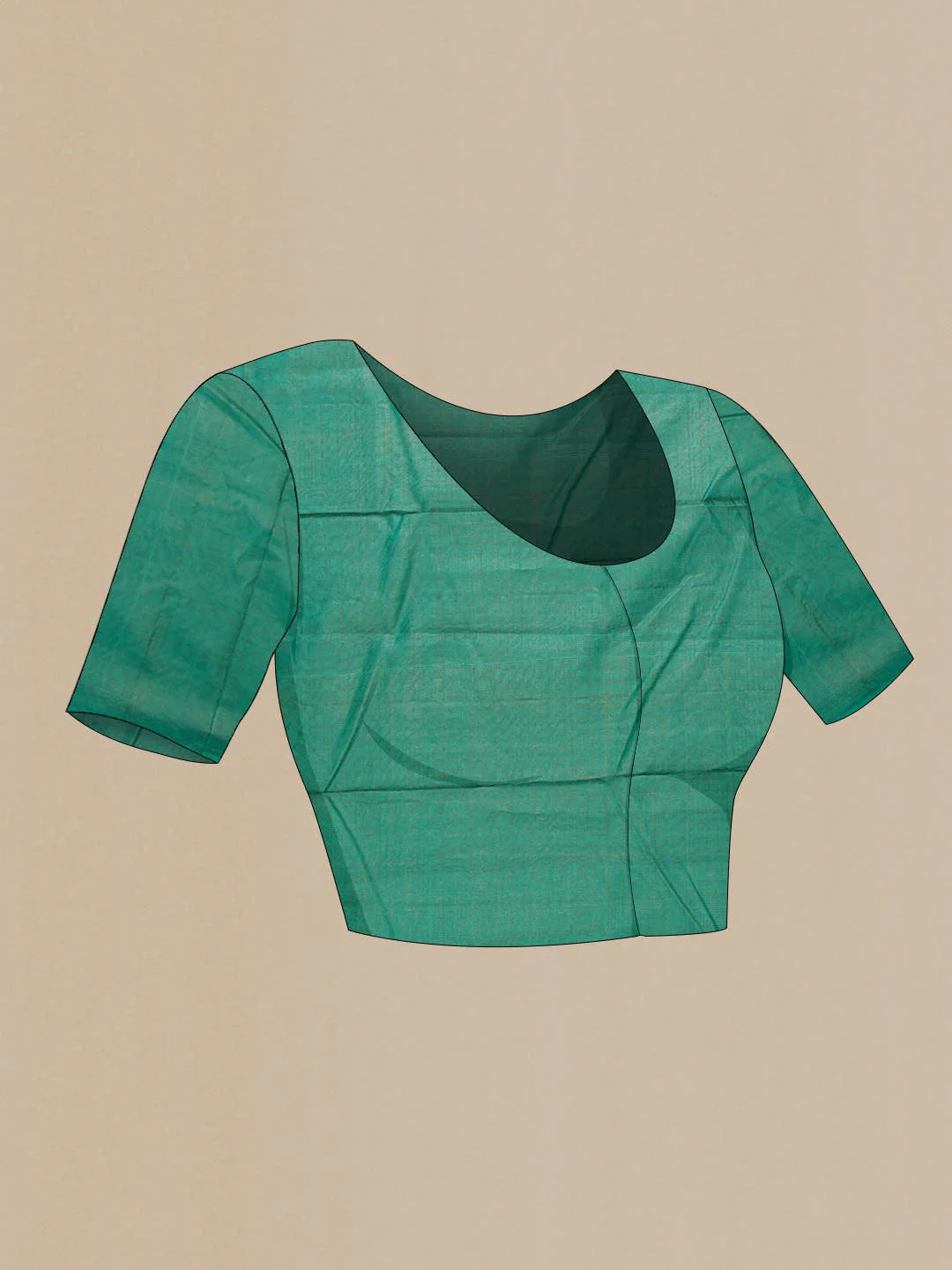 Green Dual Tone Tussar Silk Saree - Image 4